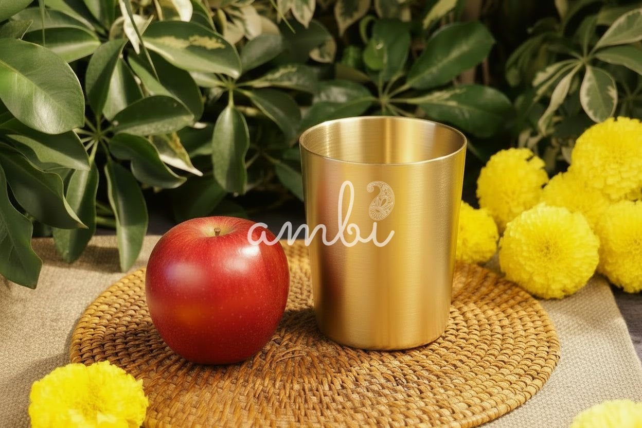 AMBI Pure 100% Lead Free Kansa Water Glass Straight Edge - 170ML