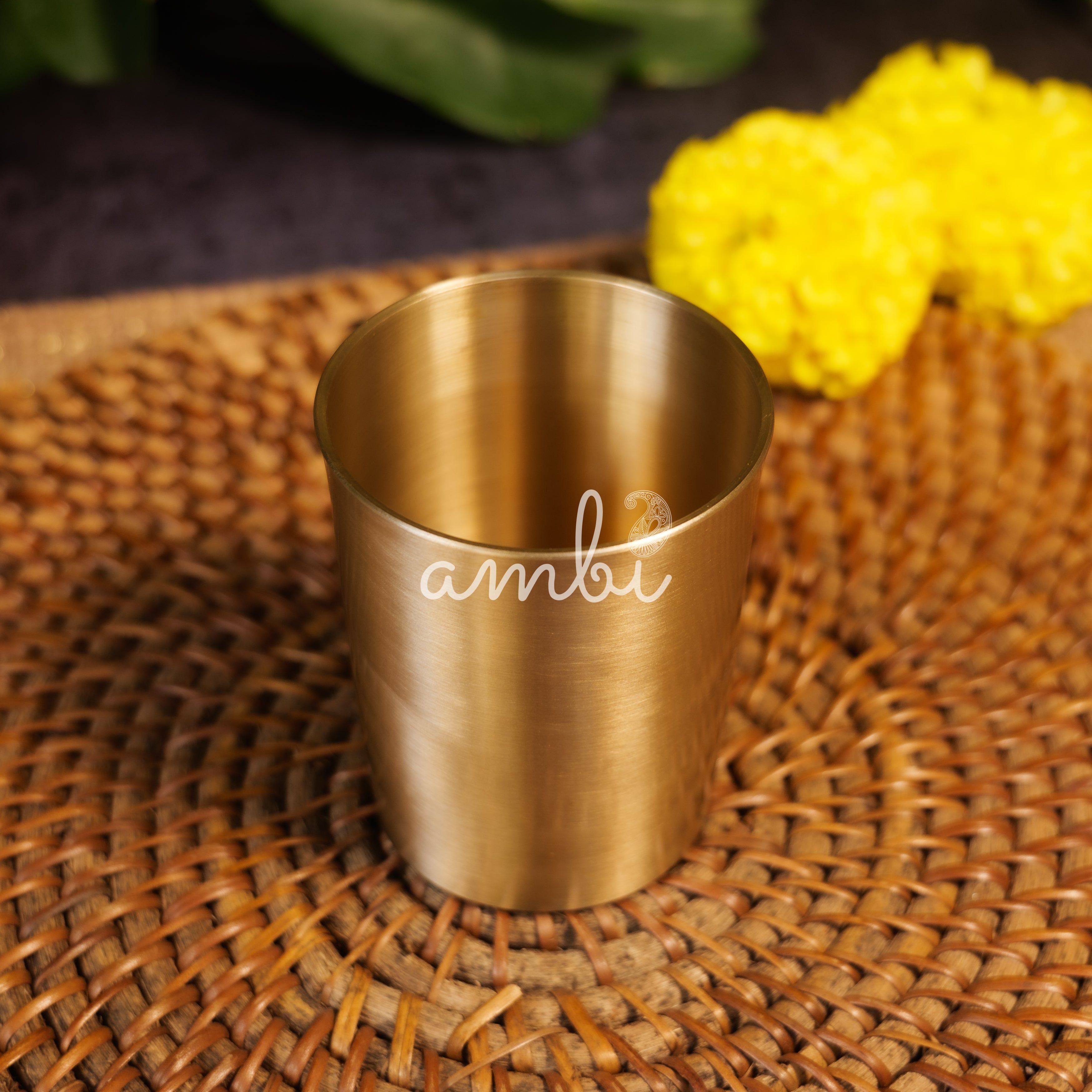 AMBI Pure 100% Lead Free Kansa Water Glass Straight Edge - 170ML