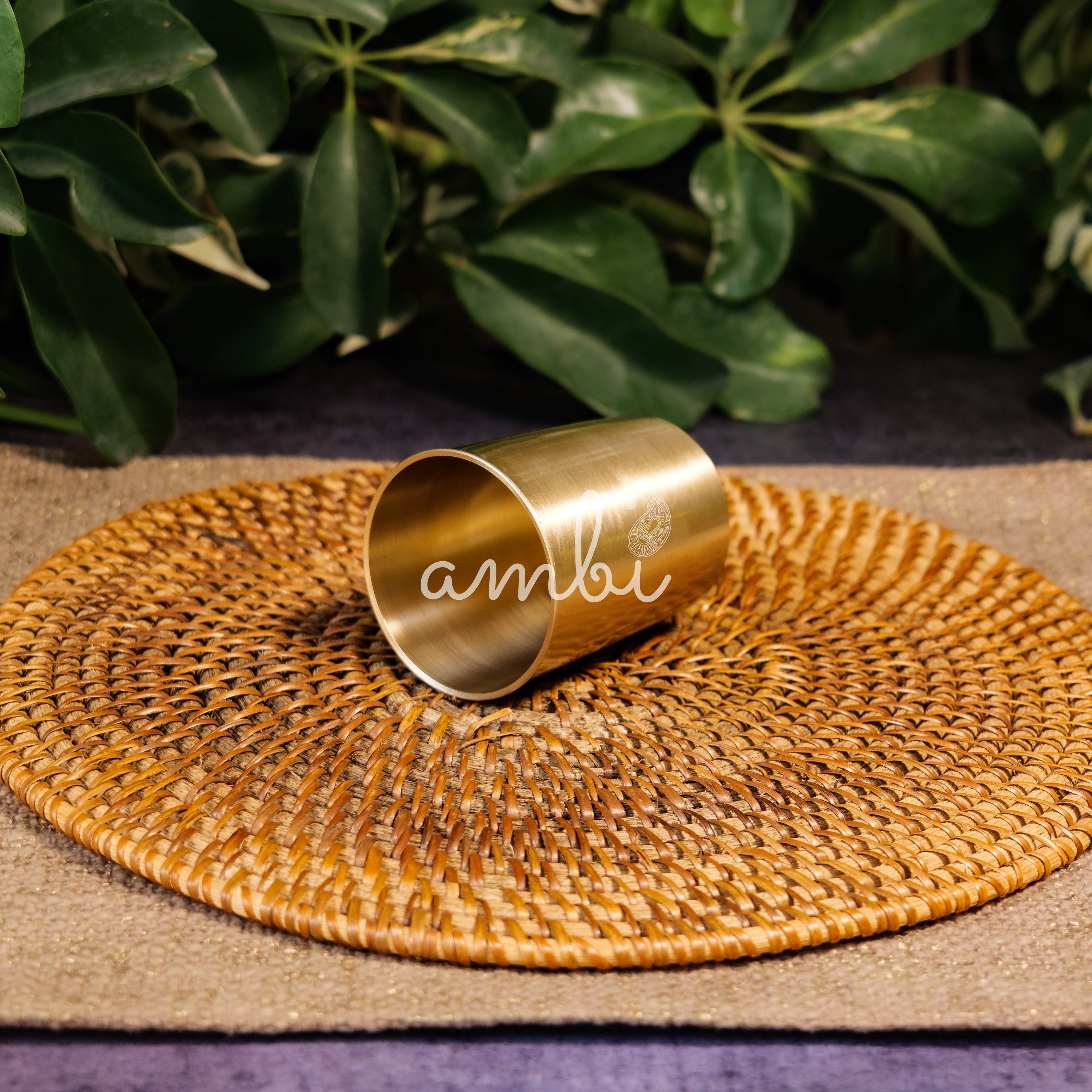 AMBI Pure 100% Lead Free Kansa Water Glass Straight Edge - 170ML