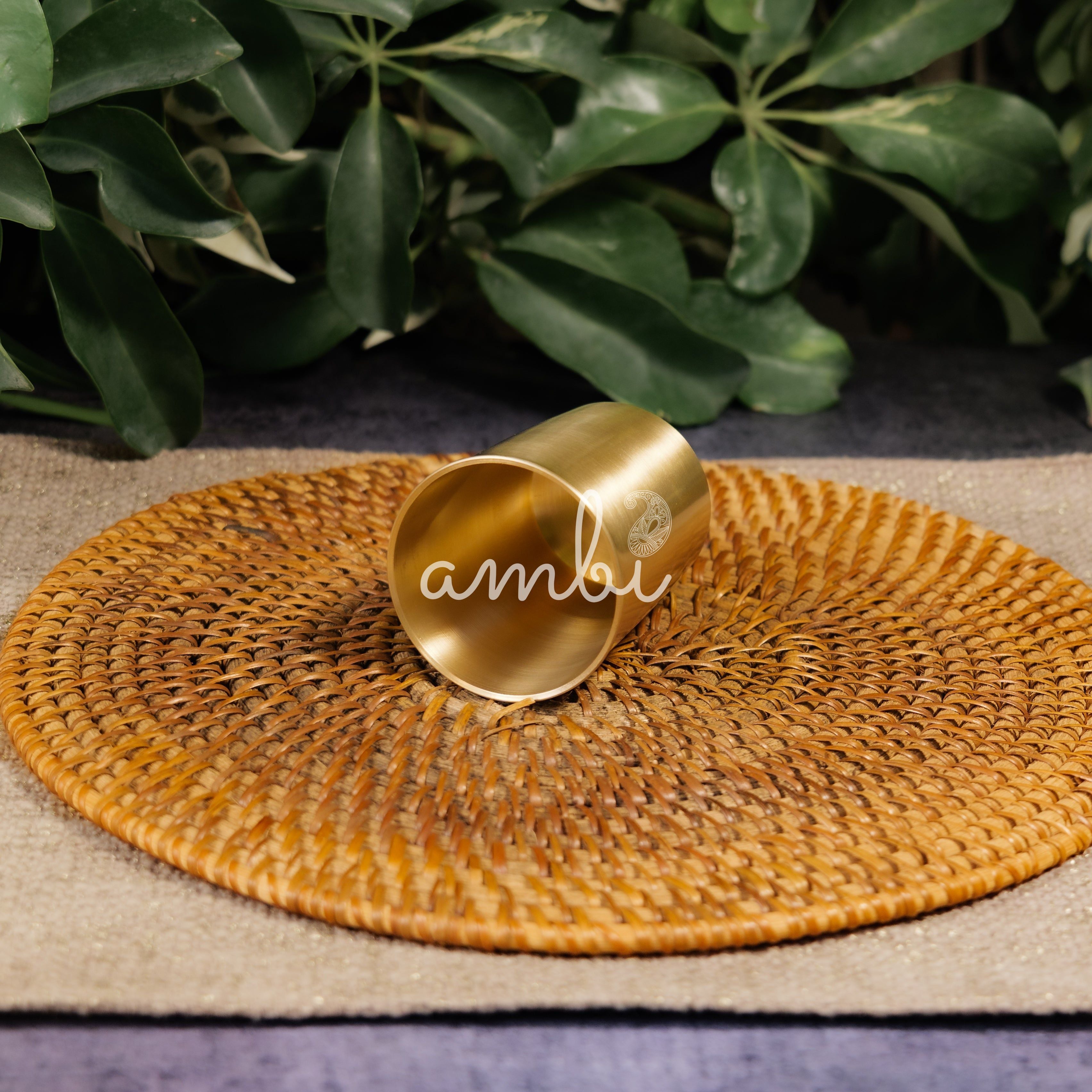 AMBI Pure 100% Lead Free Kansa Water Glass Straight Edge - 170ML