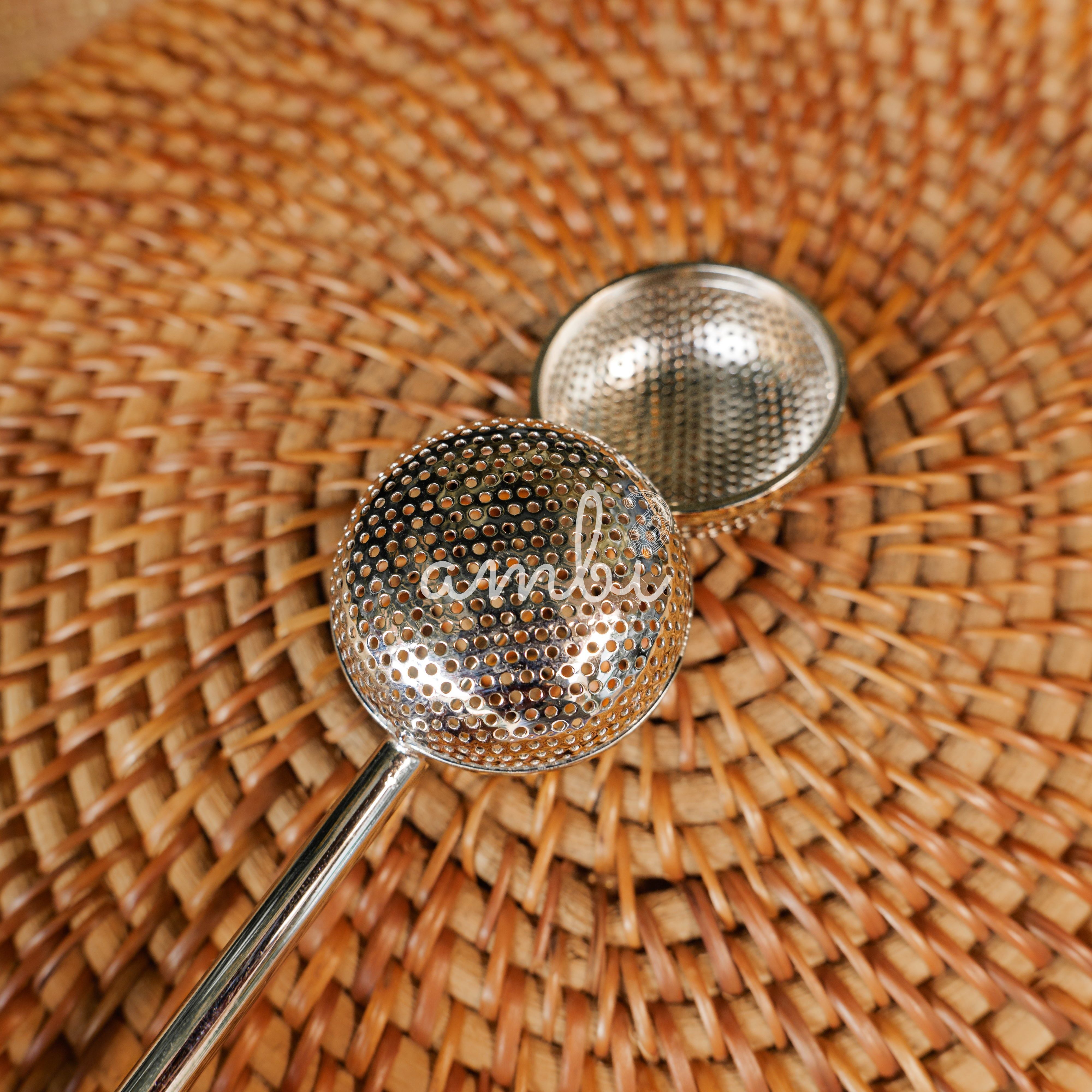 Pure Brass Bliss Tea Infuser with Slide Mechanism - SILVER