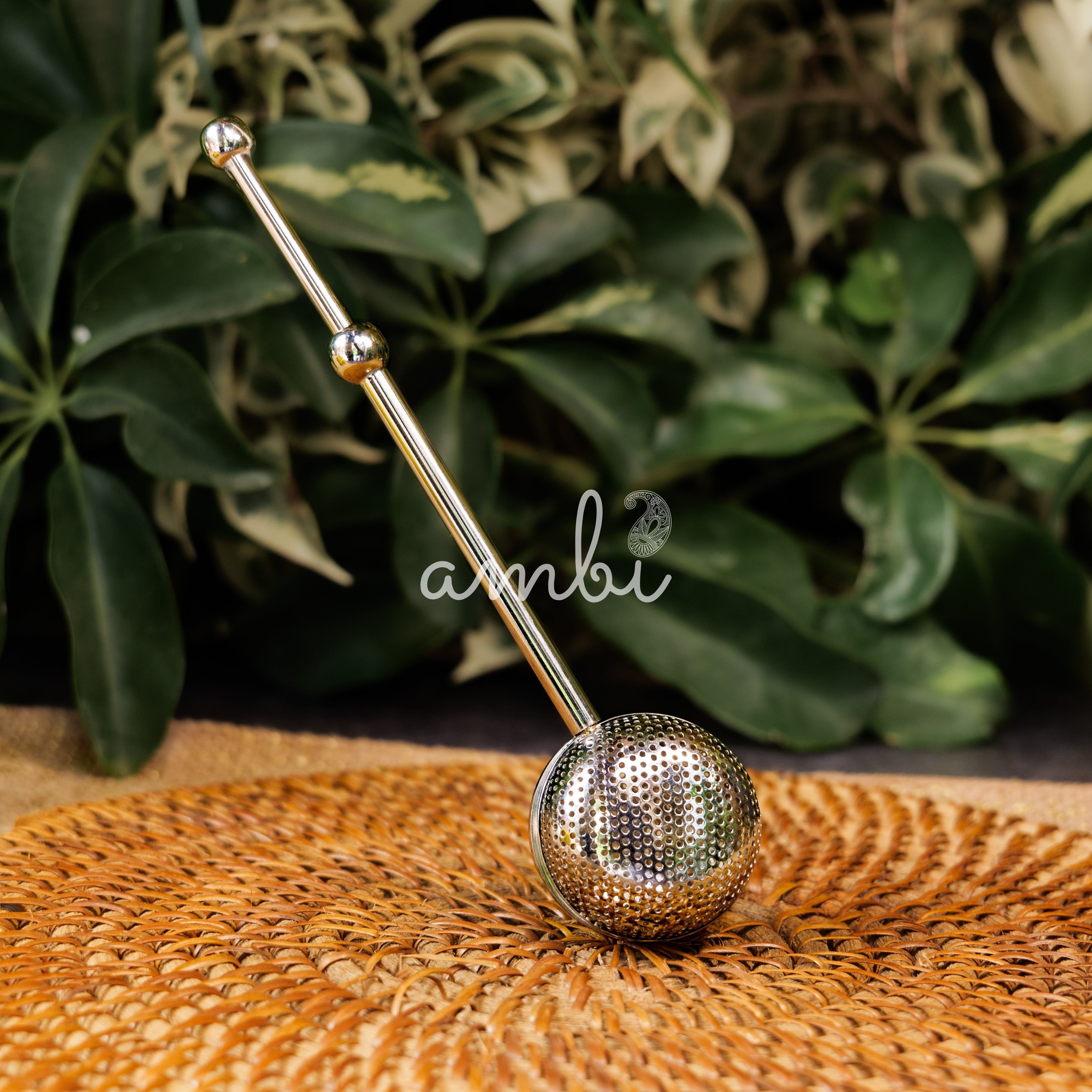 Pure Brass Bliss Tea Infuser with Slide Mechanism - SILVER