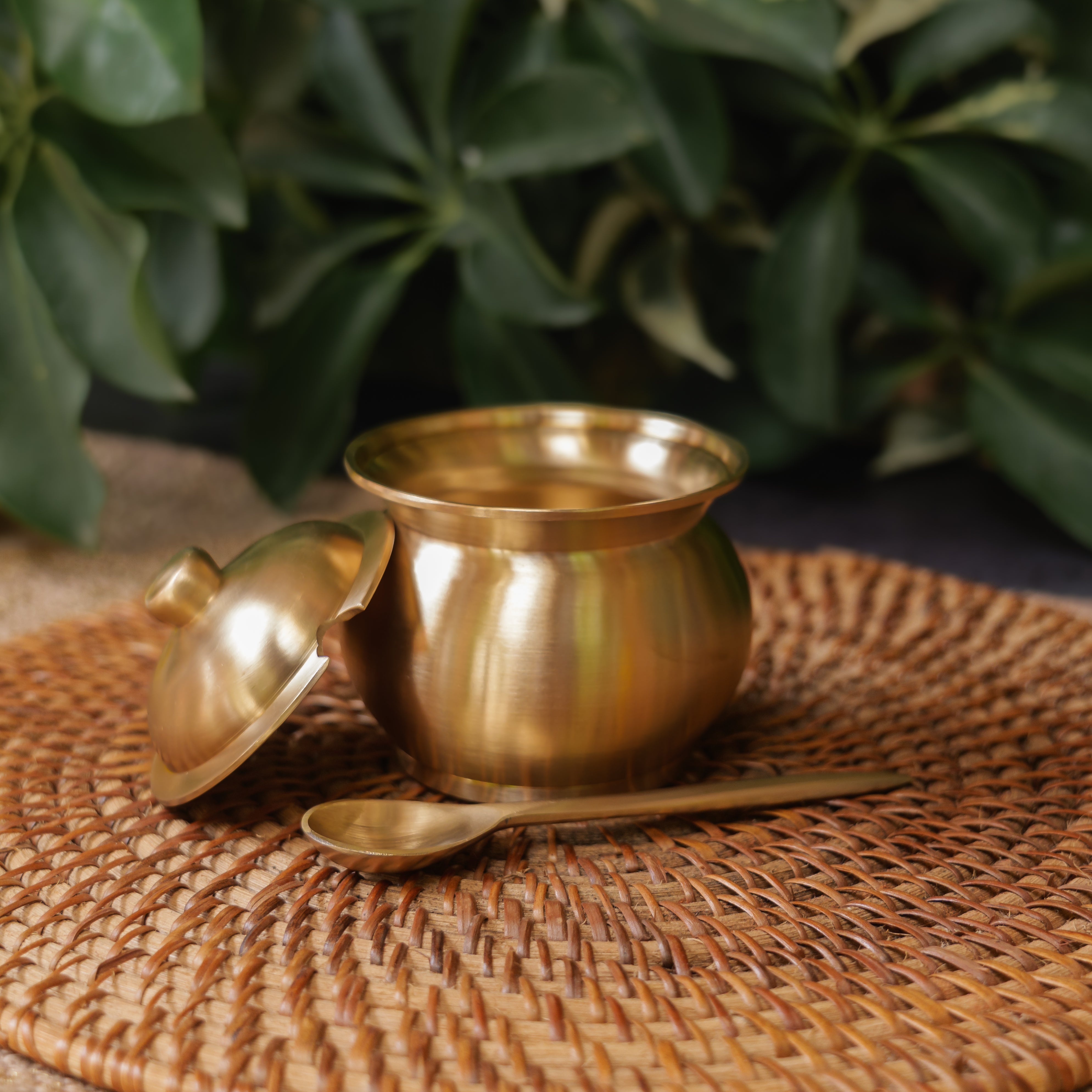 Handmade Artisanal Fine Finish Pure 100% Lead Free Kansa Heavy Ghee Pot for Health Benefits - 200 ML Pot with Spoon