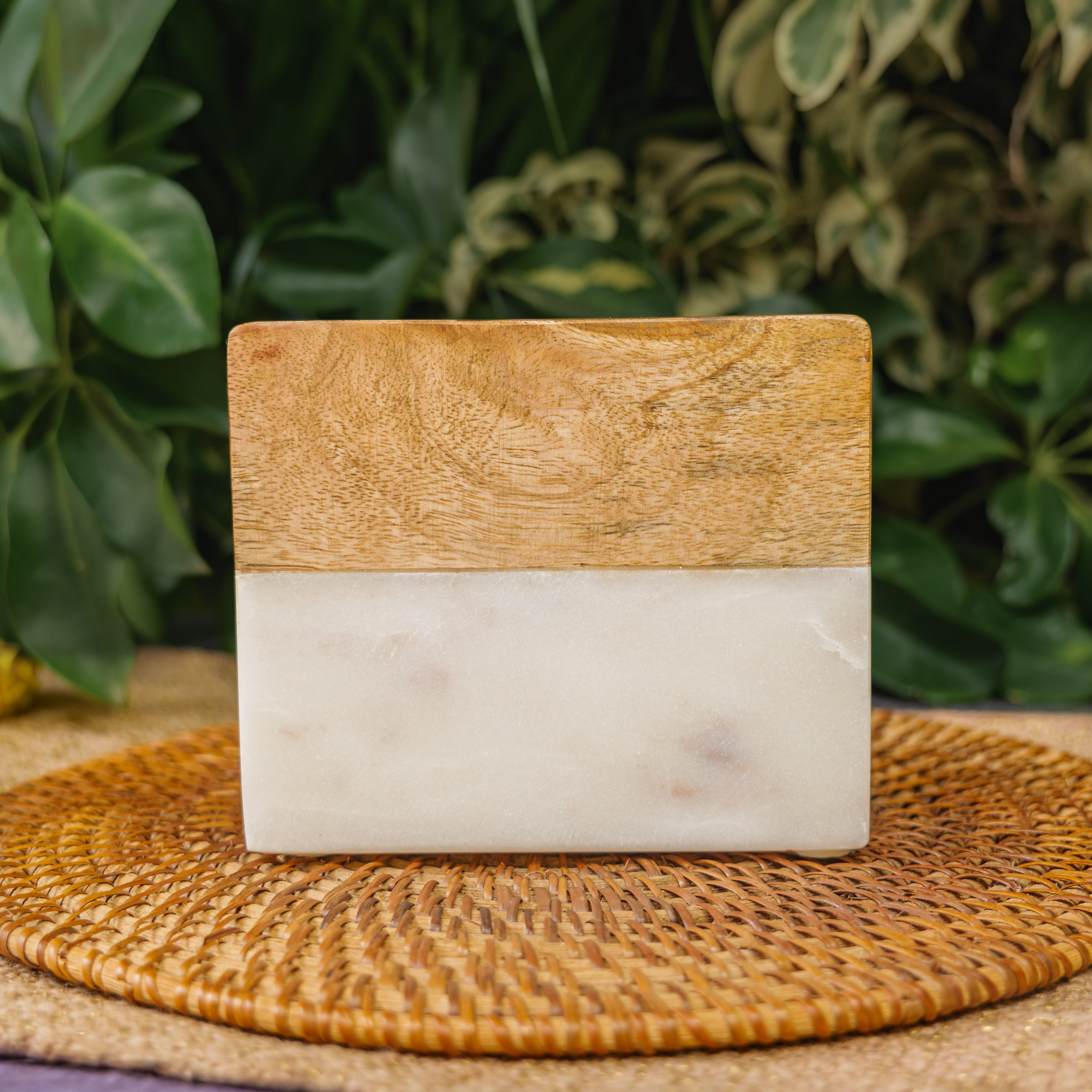 Wood and Marble Dual Tone Napkin / Tissue Holder Stand
