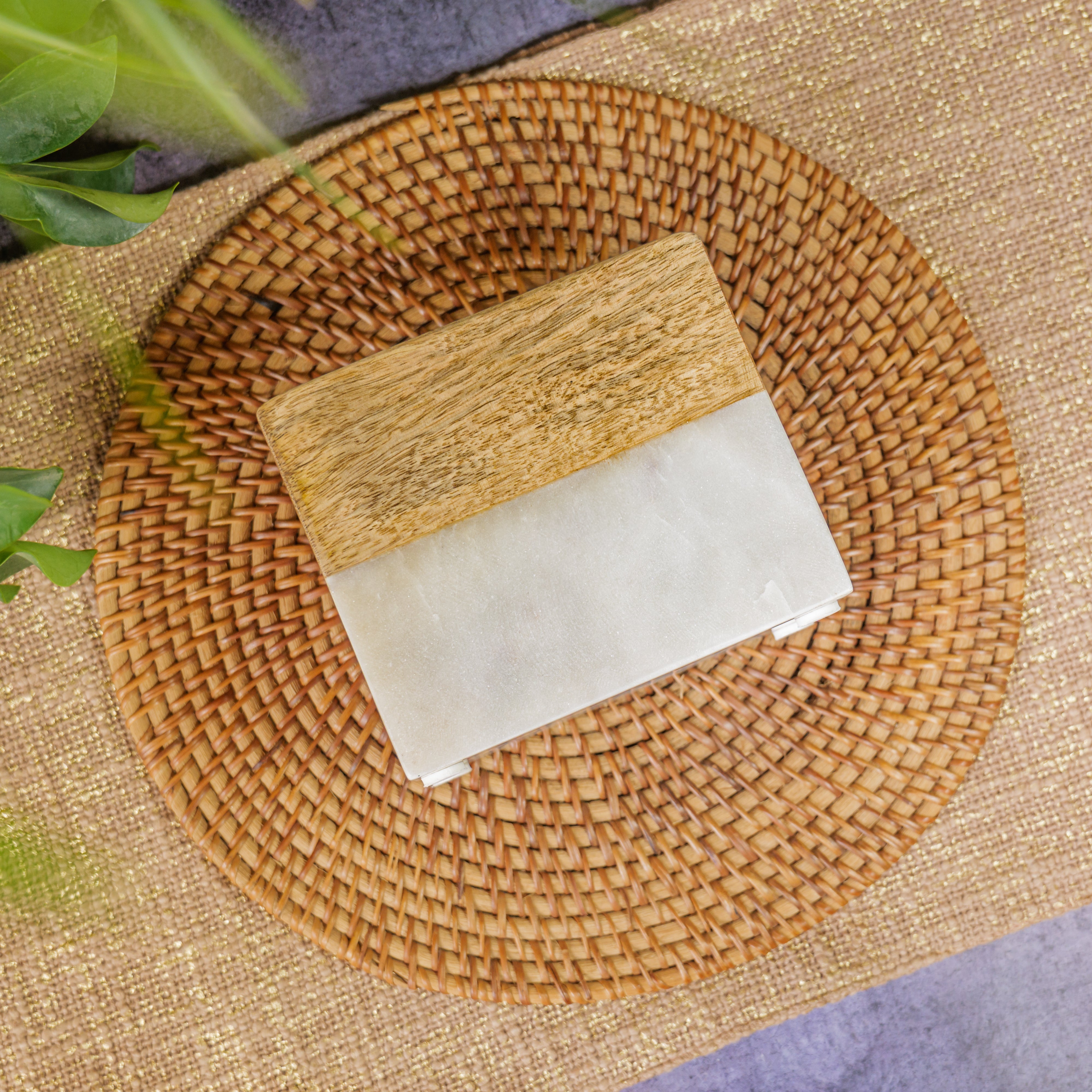 Wood and Marble Dual Tone Napkin / Tissue Holder Stand