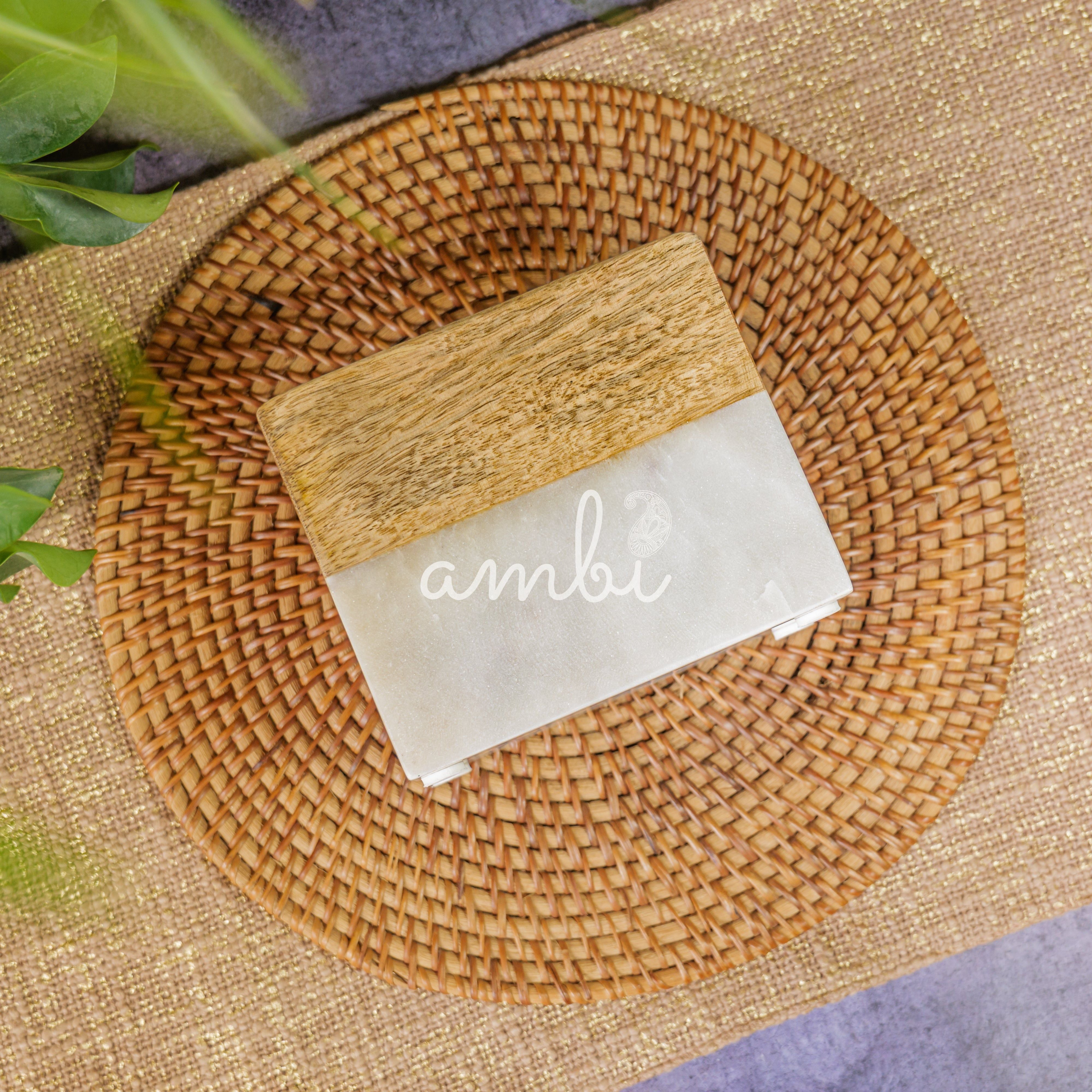 Wood and Marble Dual Tone Napkin / Tissue Holder Stand