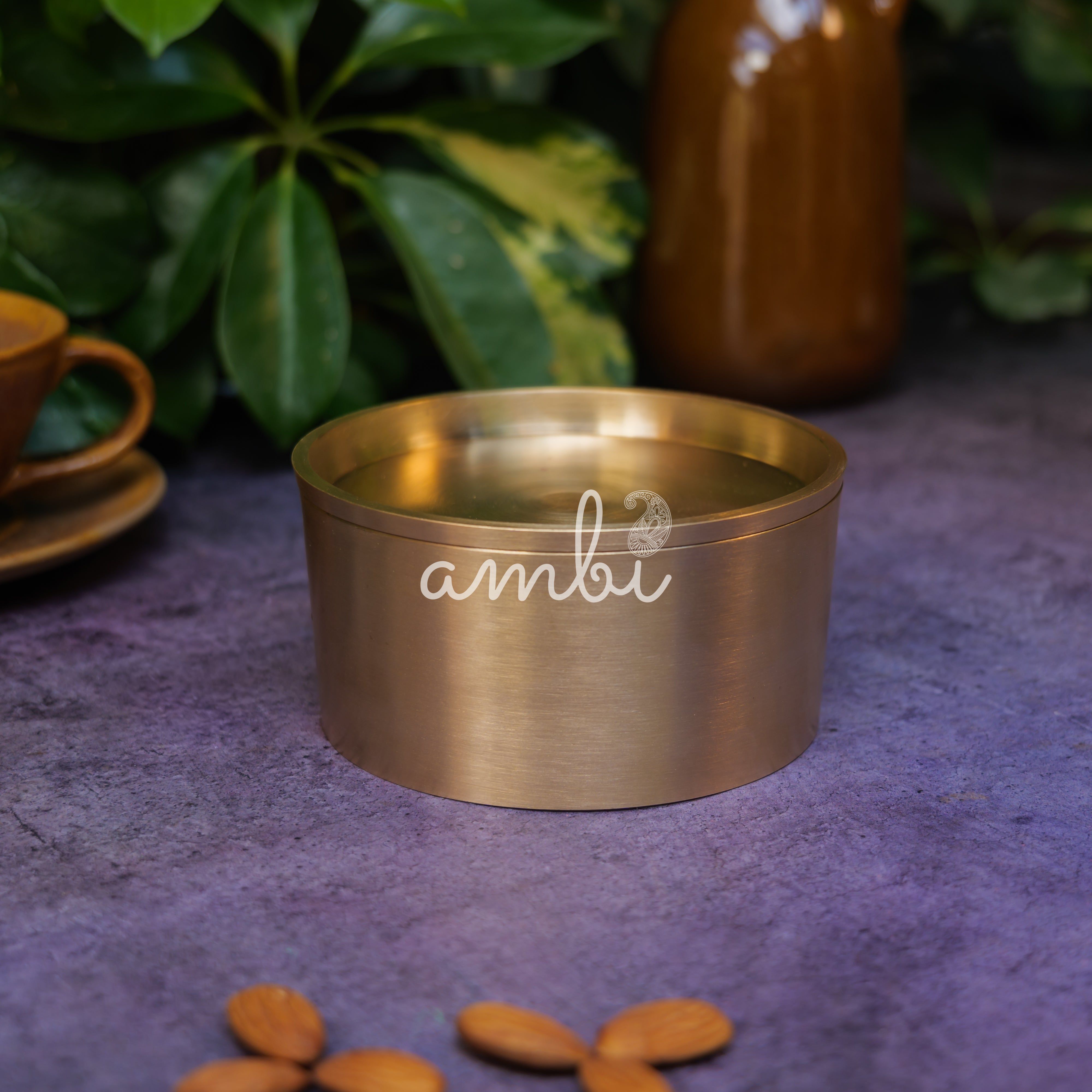 Ambi Heritage Lead Free Kansa Almond Box — A Wellness Heirloom (Tiffin Box)