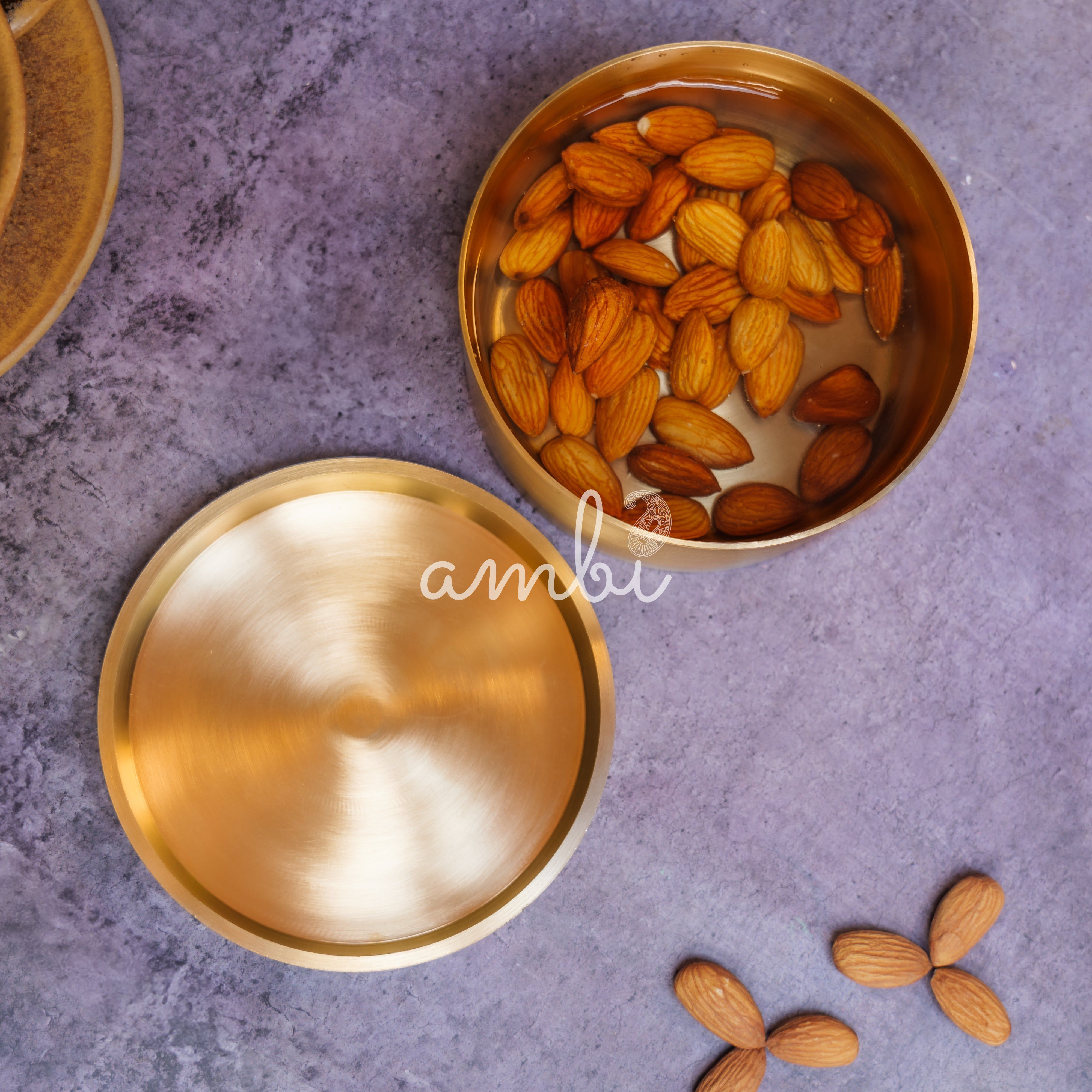 Kansa Wellness Starter Bundle - Almond Box, Damru Glass & Ghee Pot