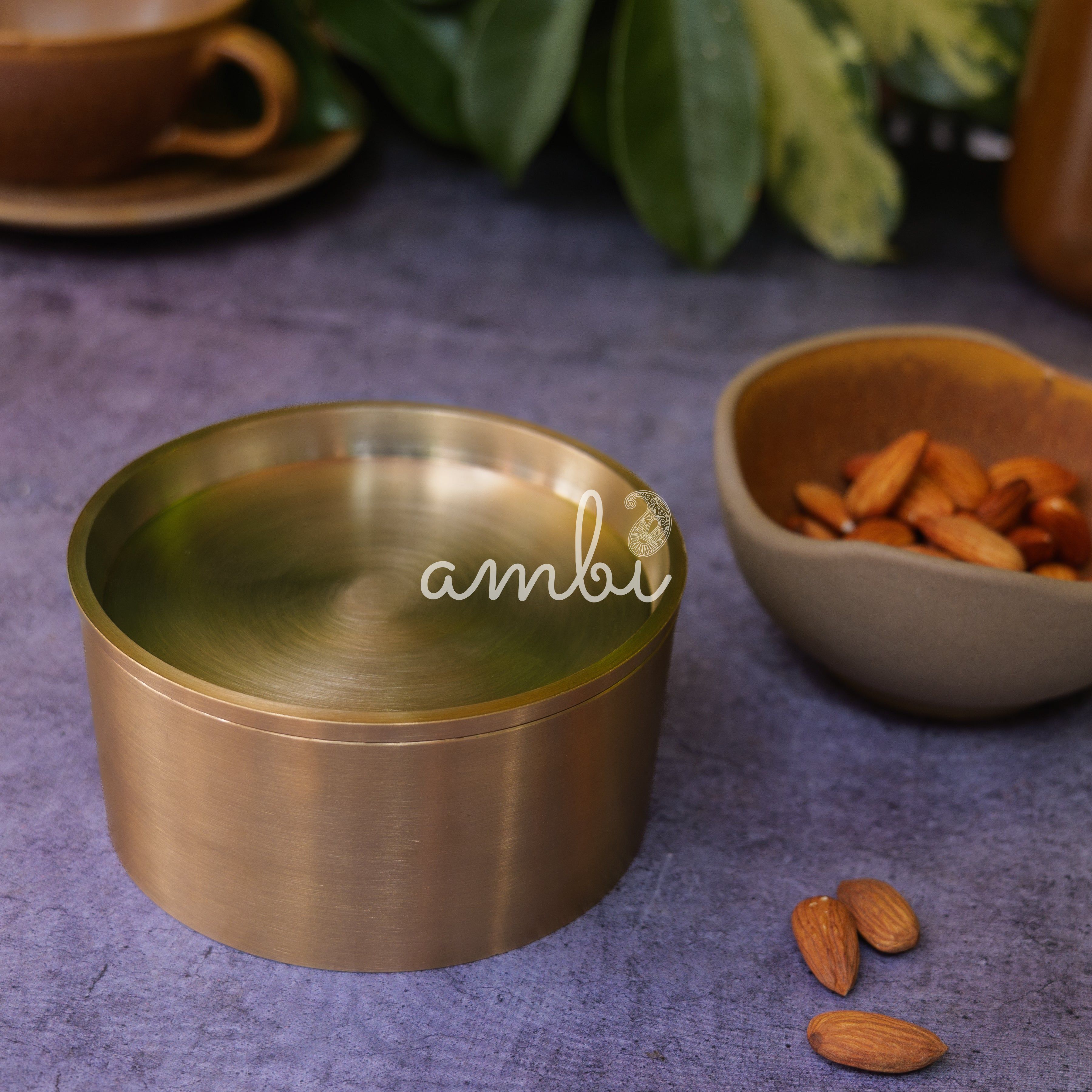 Ambi Heritage Lead Free Kansa Almond Box — A Wellness Heirloom (Tiffin Box)