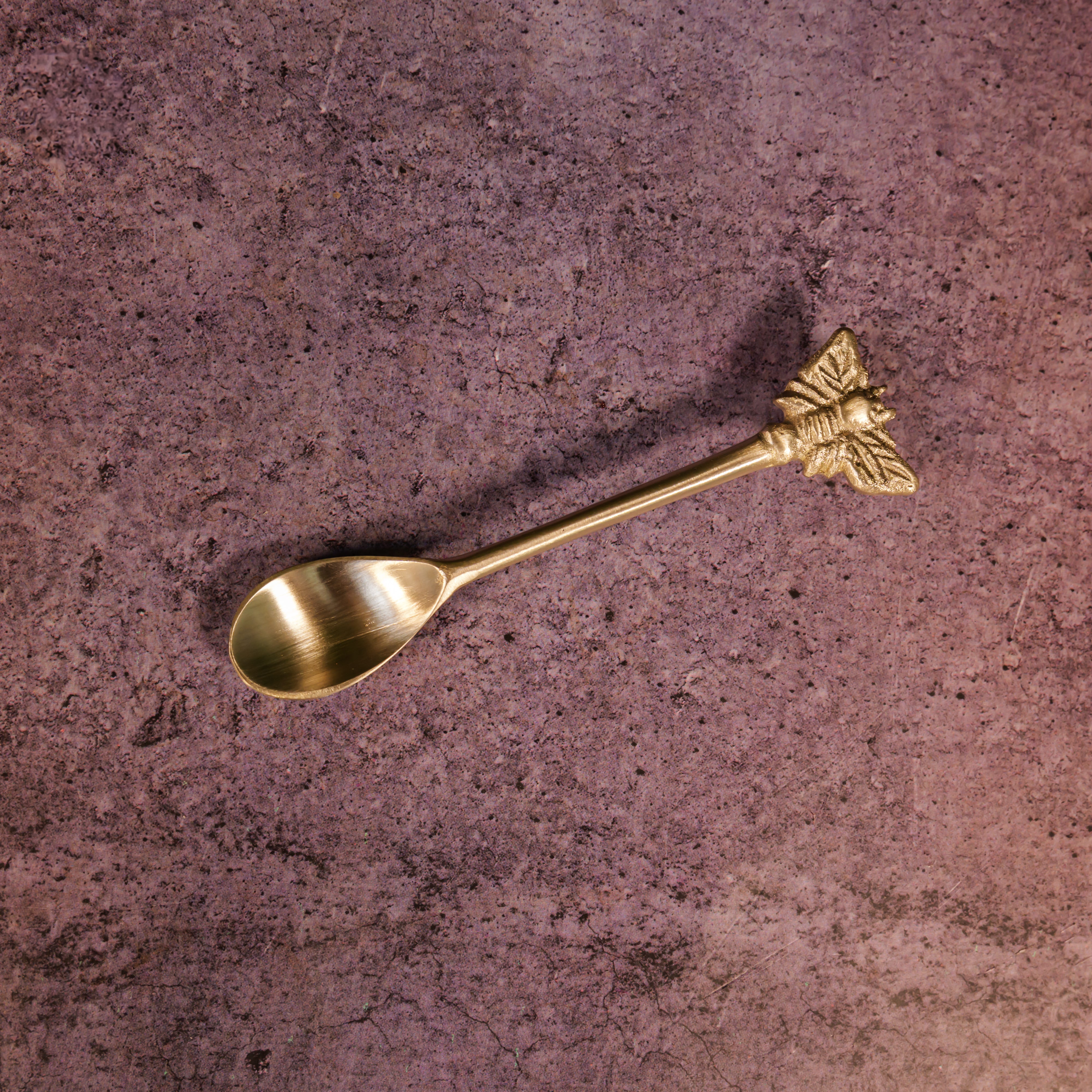 Ambi Pure Brass Butterfly Head Small Spoon - Set of 2