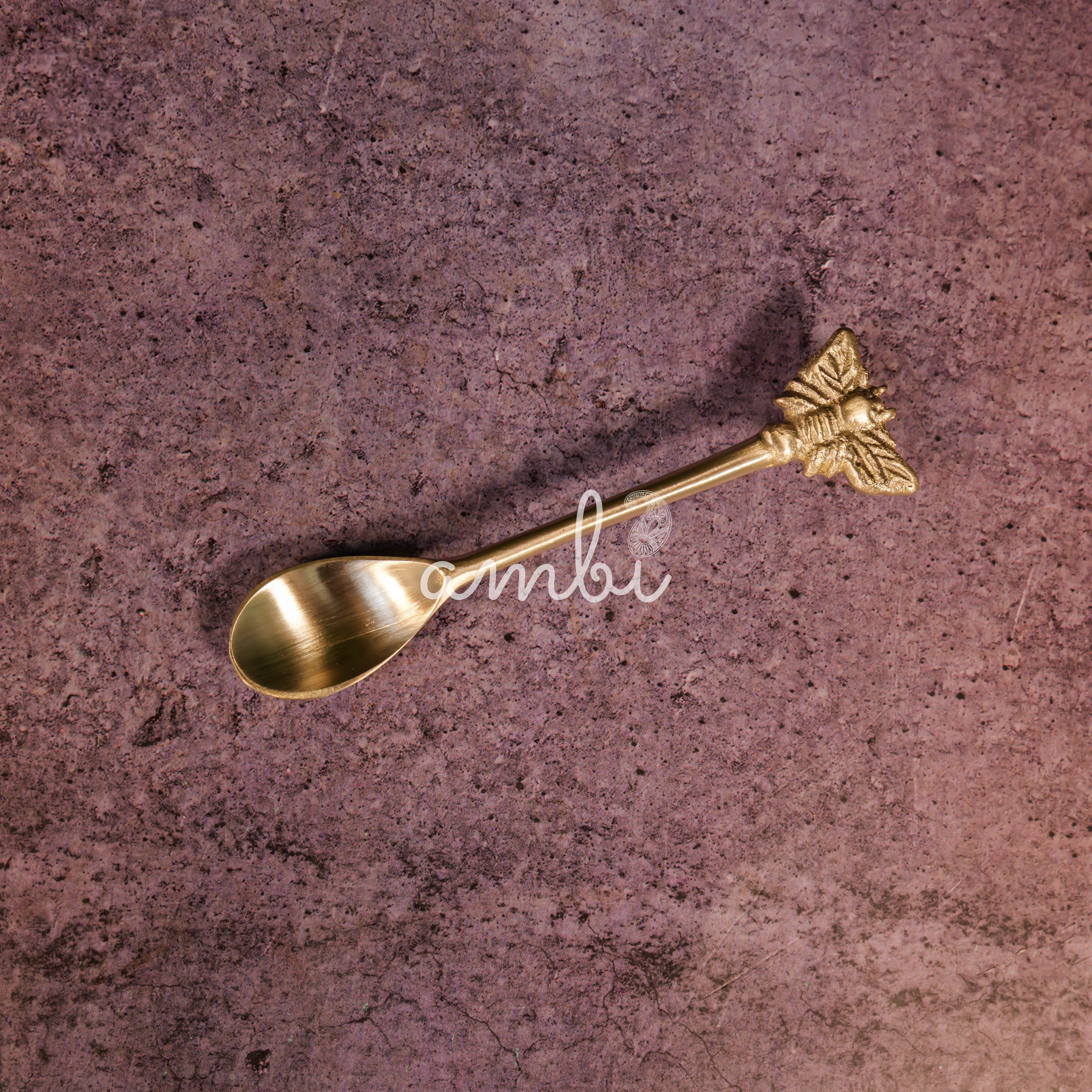 Ambi Pure Brass Butterfly Head Small Spoon - Set of 2