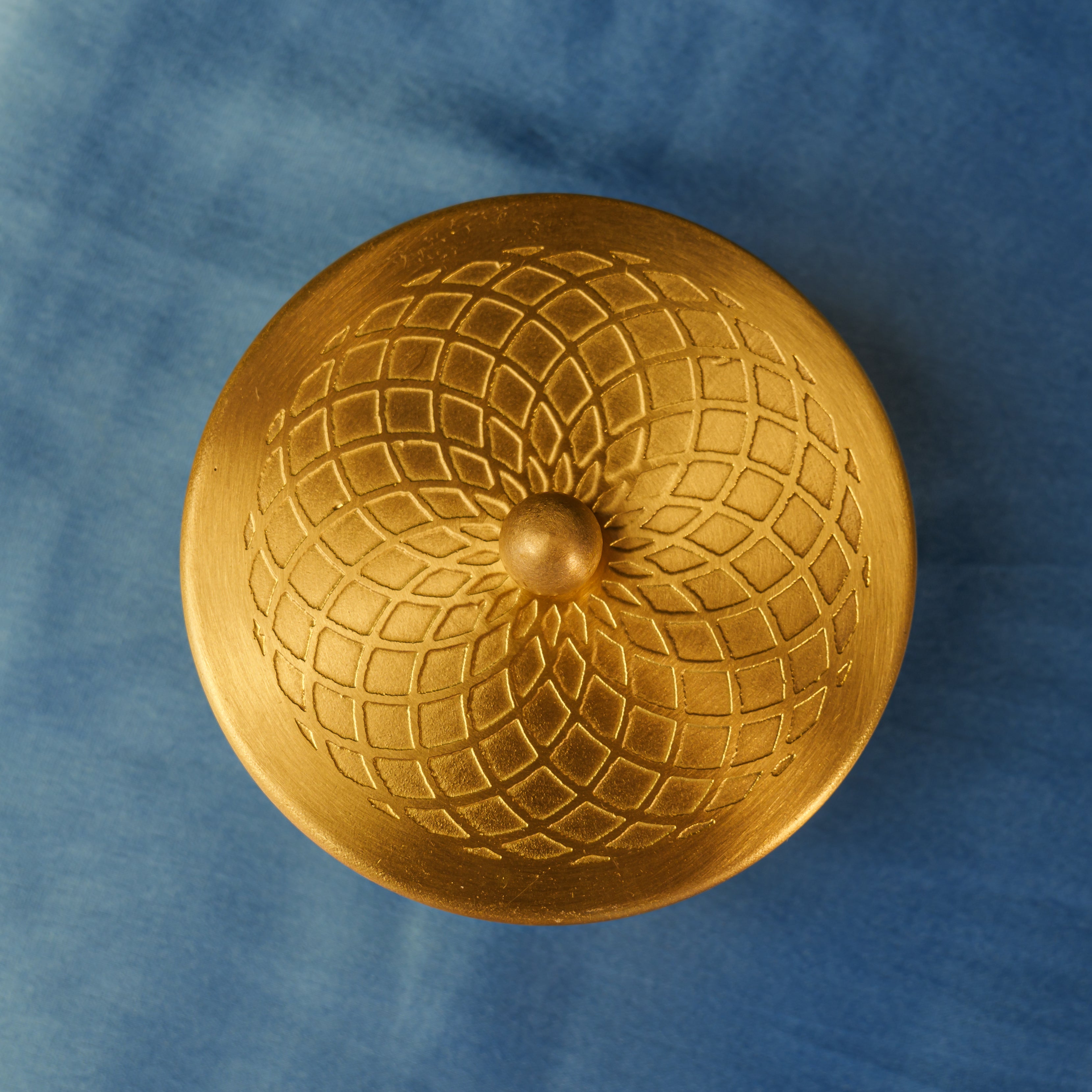 Pure Brass Small Nut / Trinket Jar Box - 3.5 inches Diameter - Spiral Design
