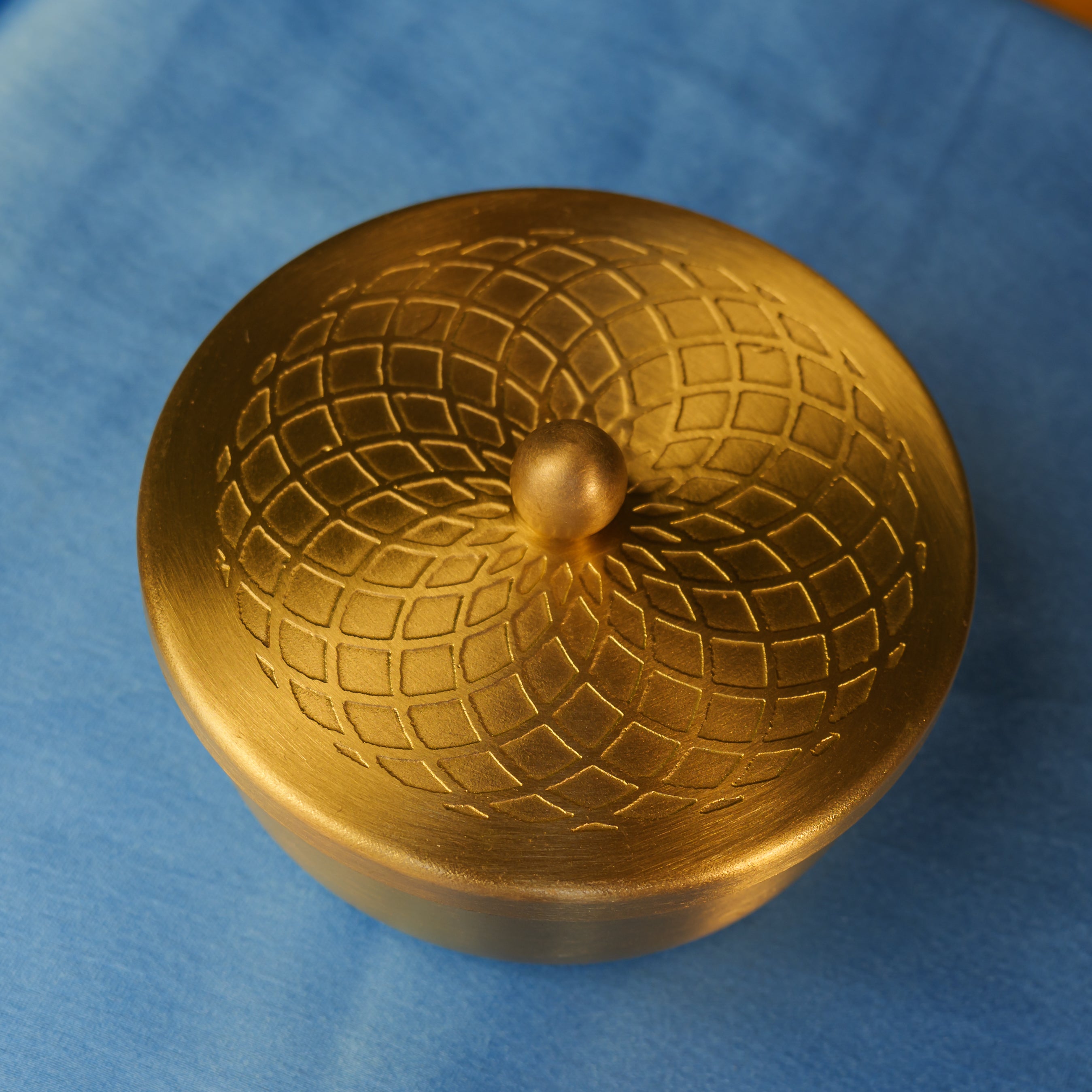Pure Brass Small Nut / Trinket Jar Box - 3.5 inches Diameter - Spiral Design