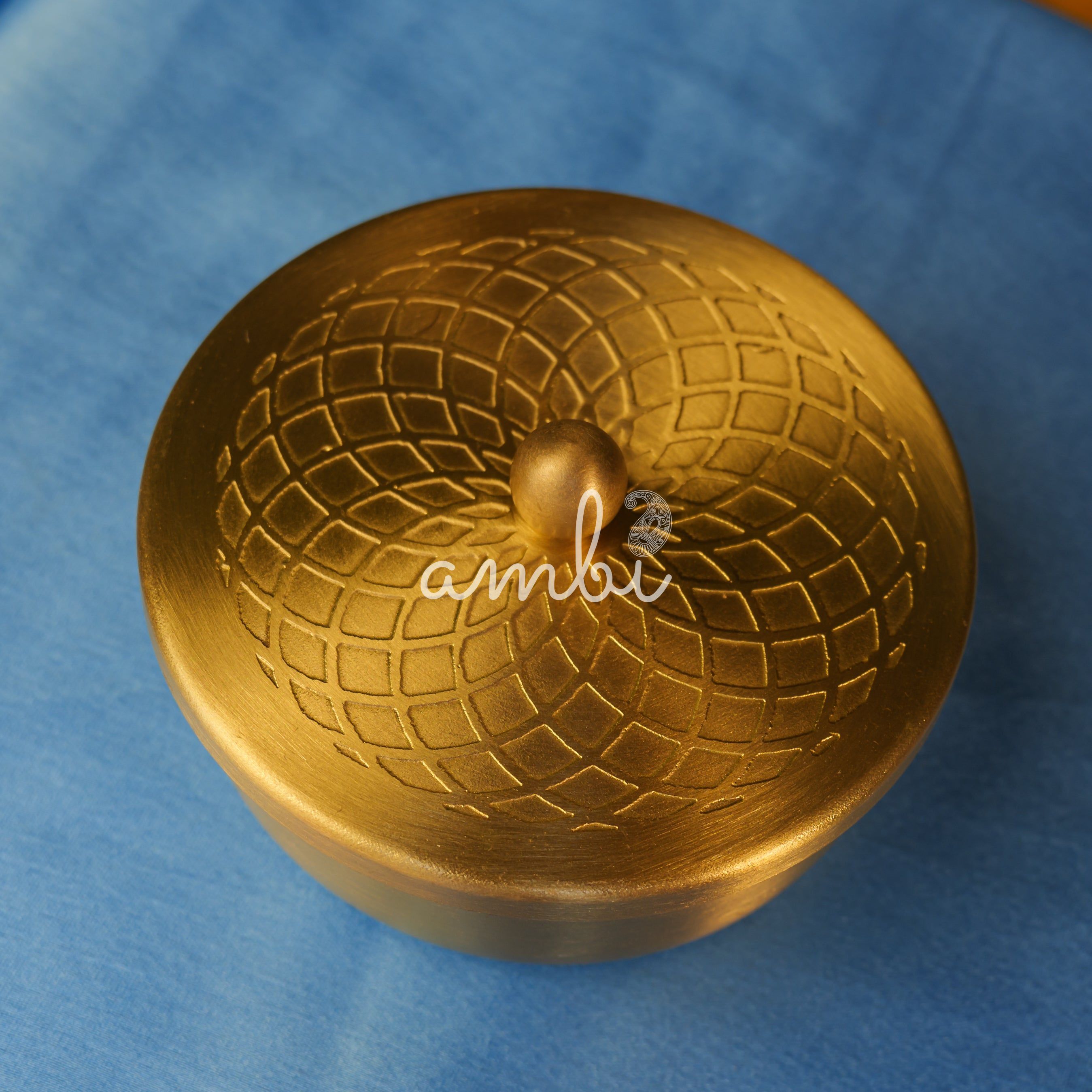 Pure Brass Small Nut / Trinket Jar Box - 3.5 inches Diameter - Spiral Design