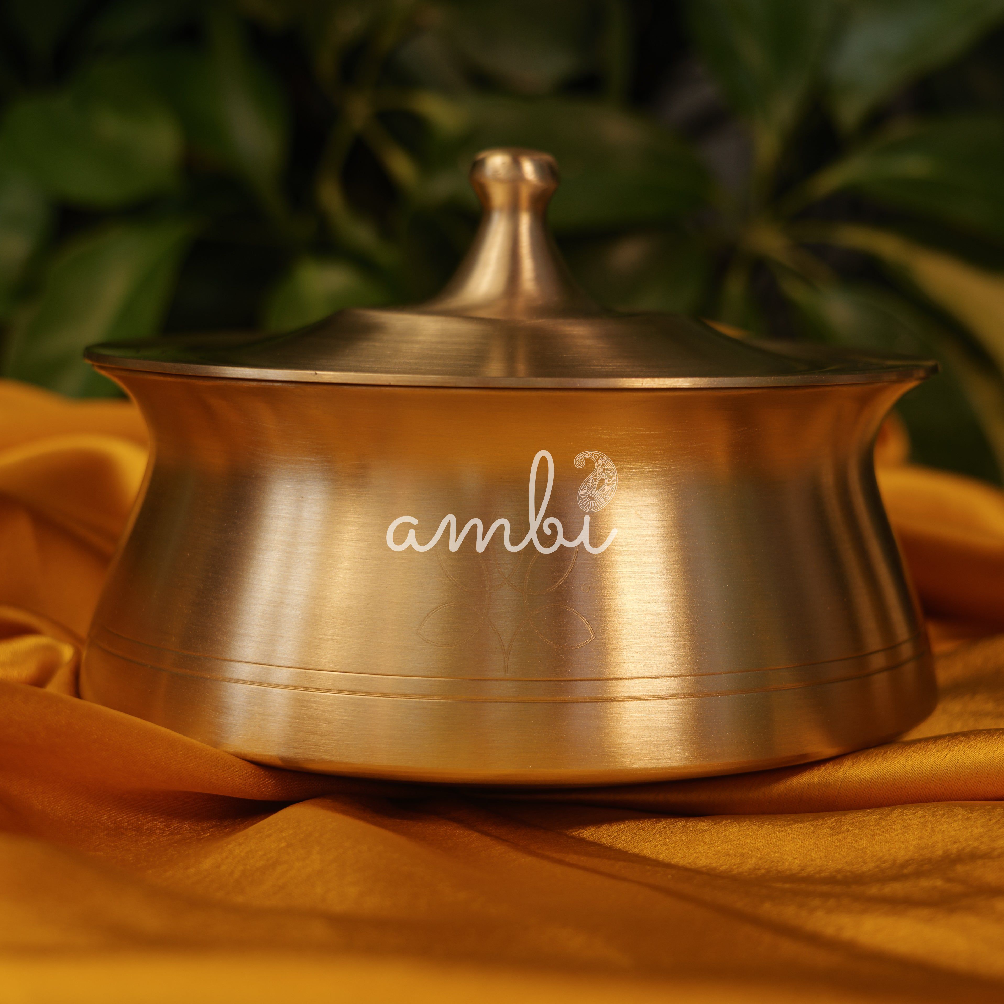 Ambi Modern Conical Laser Etched Kansa Cook & Serve Handi — A Contemporary Feast Experience, Small (1.0 L)