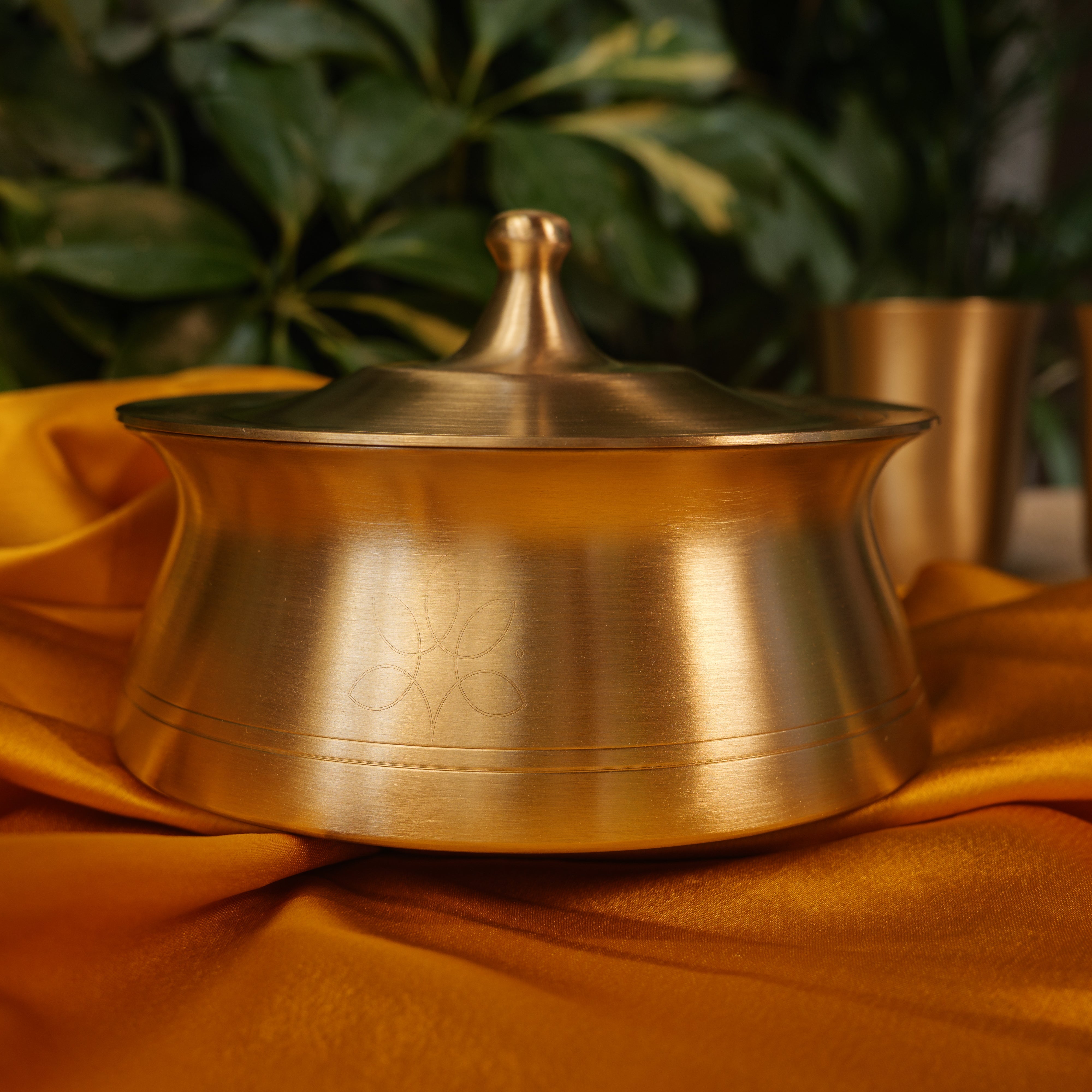 Ambi Modern Conical Laser Etched Kansa Cook & Serve Handi — A Contemporary Feast Experience, Small (1.0 L)