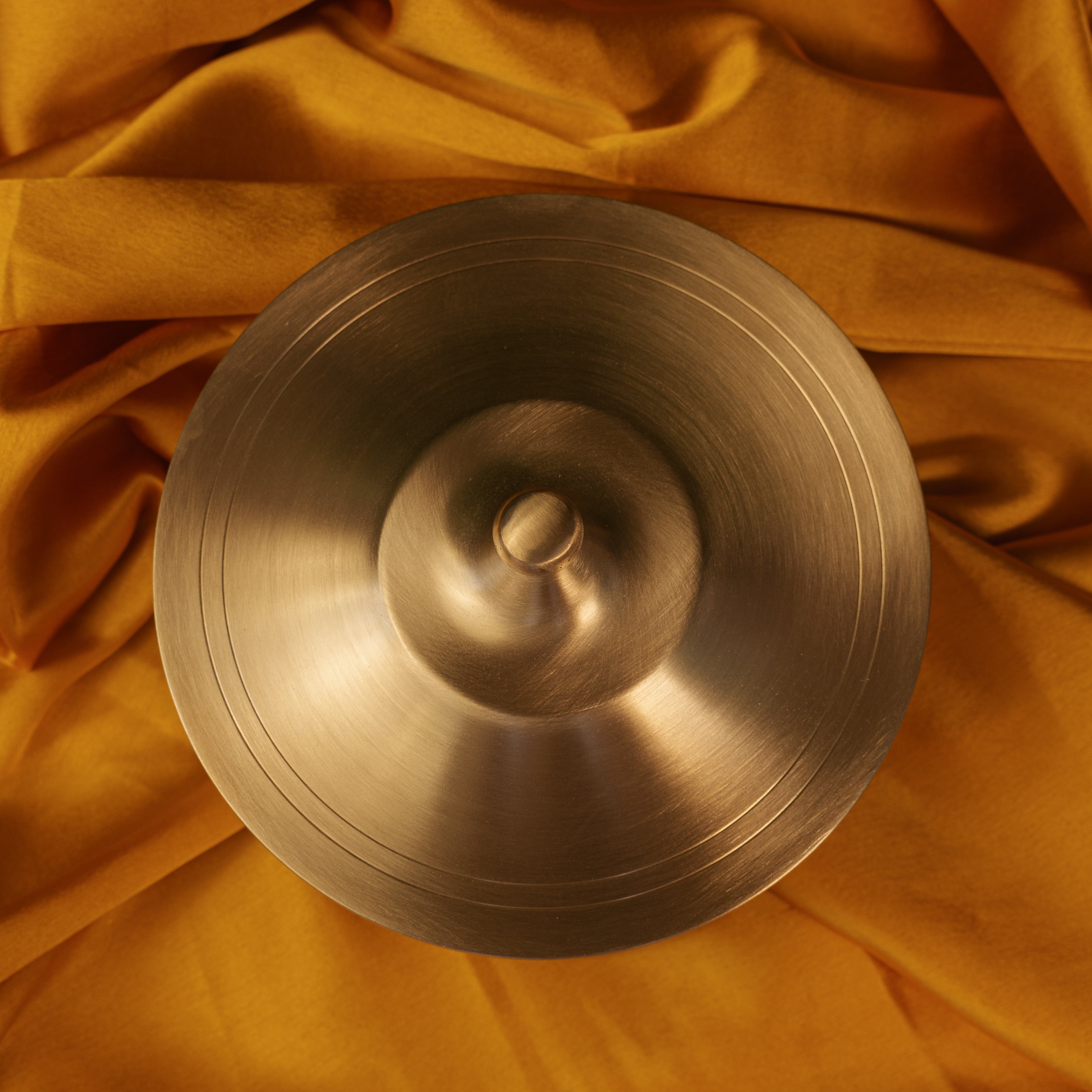 Modern Conical Shapes Laser Etched Lead Free 100% Pure Kansa Serving Bowl Handi with Heavy Lid - Small - 1.0 L