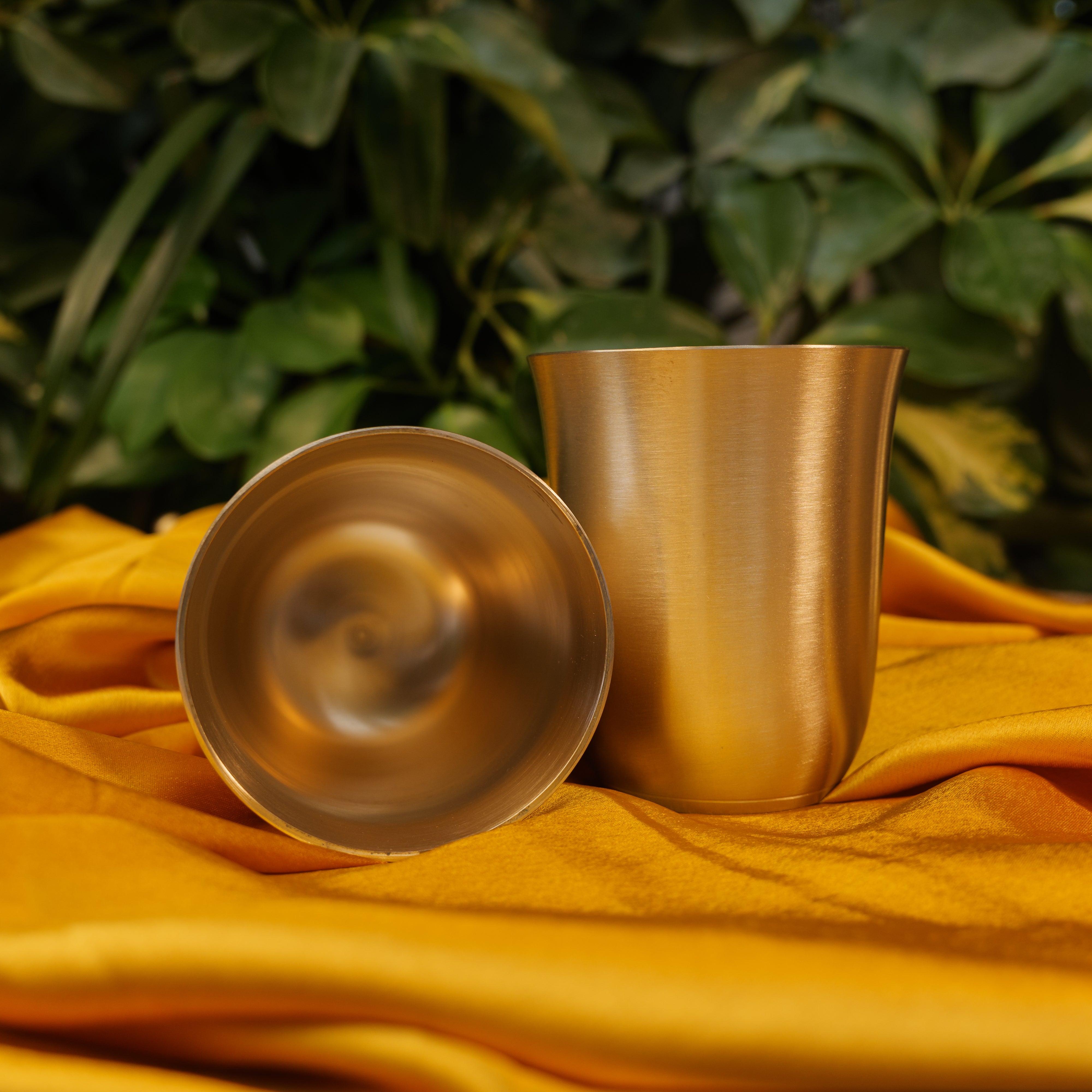 Ambi Pure 100% Lead Free Kansa Designer Glass 250ml Set of 2