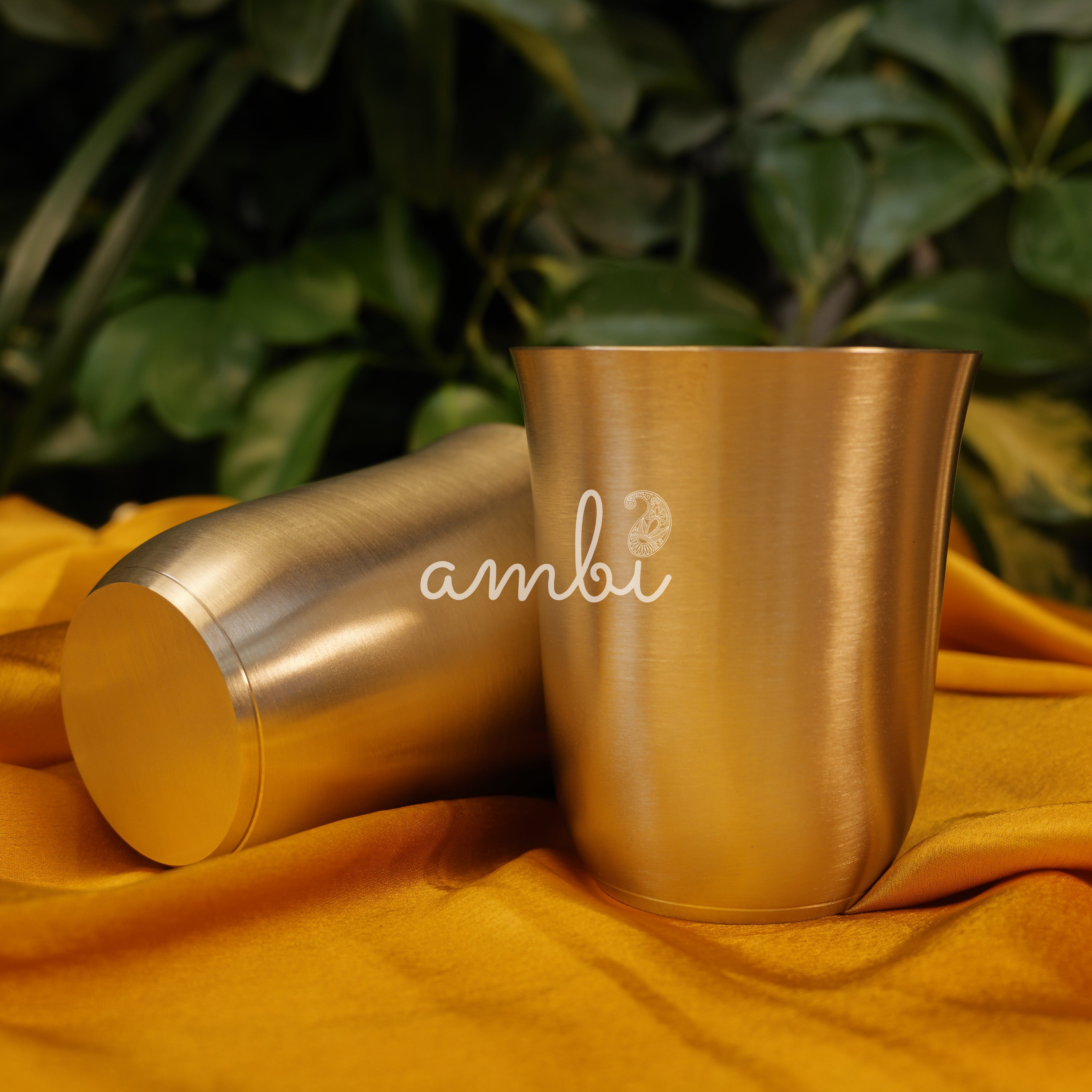 Ambi Pure 100% Lead Free Kansa Designer Glass 250ml Set of 2