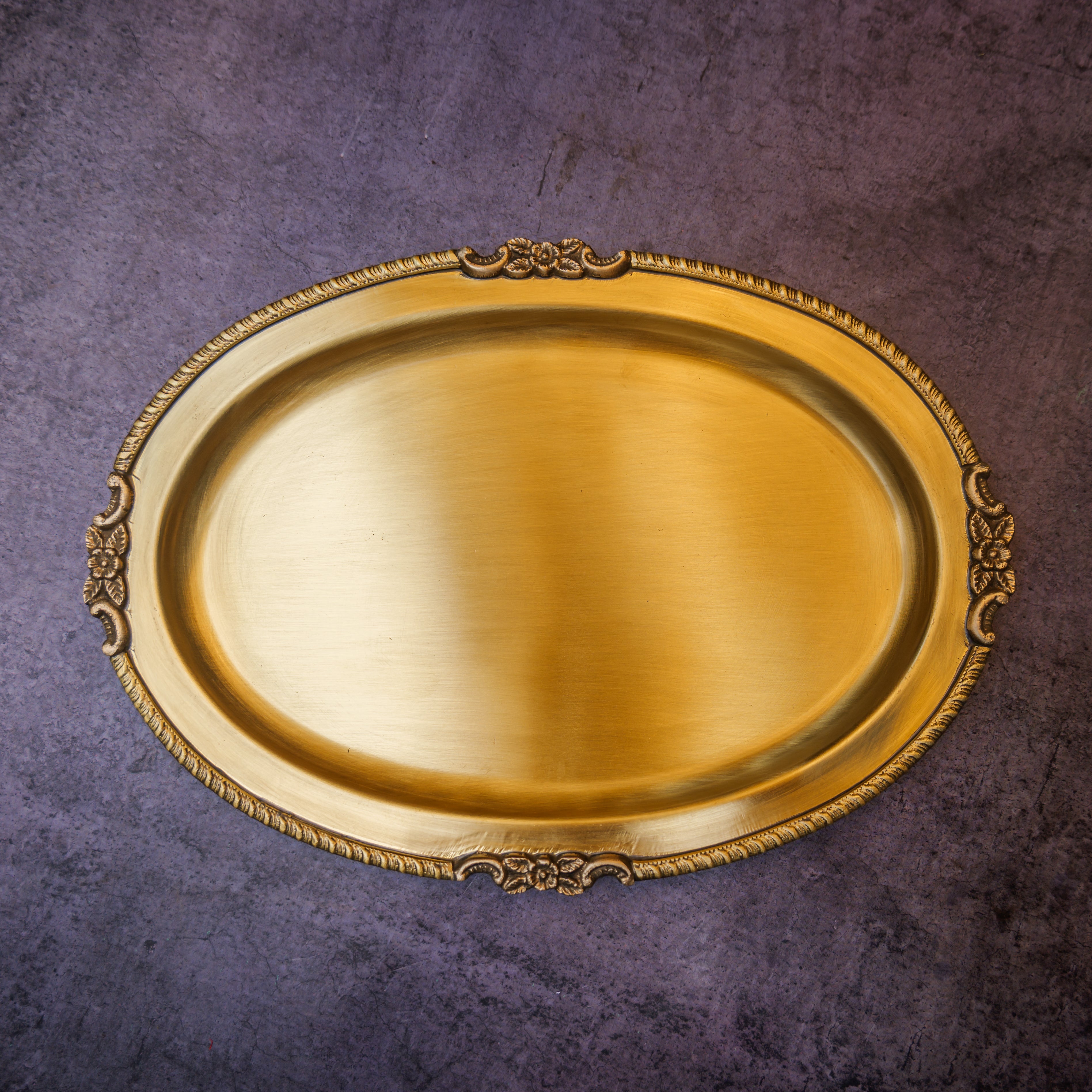 Ambi Pure Brass Serving Plate /Tray Oval - Medium - 8.5 Inch