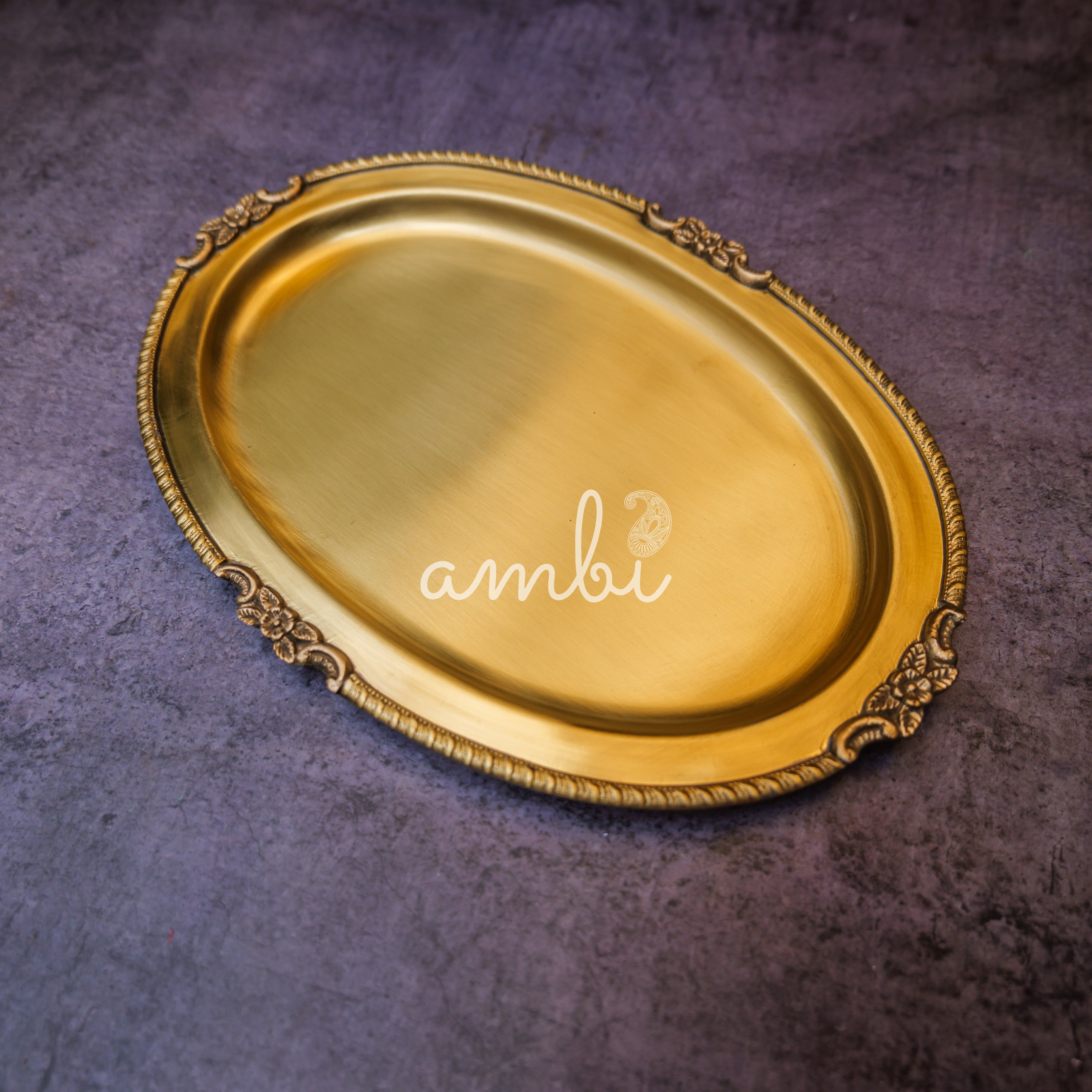 Ambi Pure Brass Serving Plate /Tray Oval - Small - 7 Inch