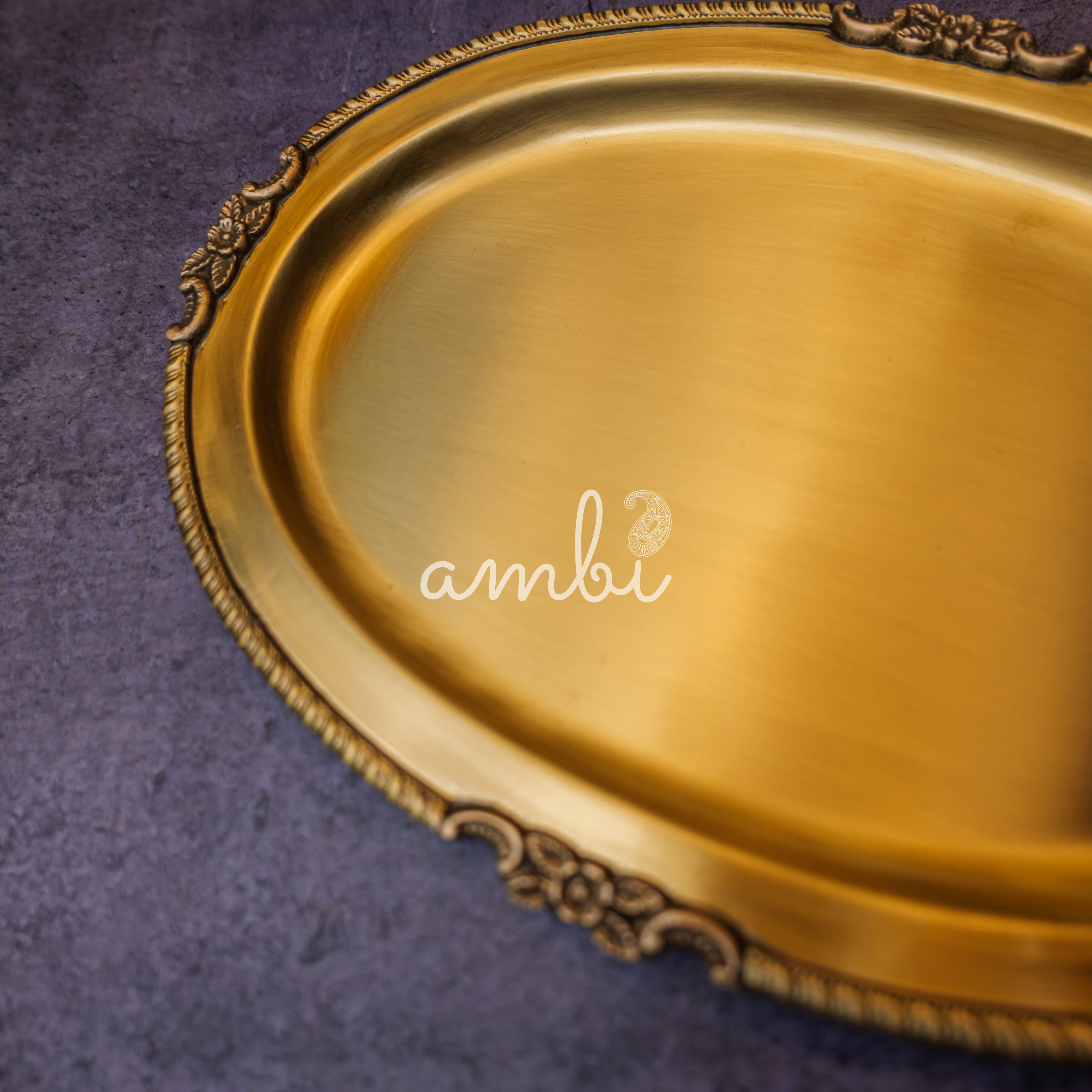 Ambi Pure Brass Serving Plate /Tray Oval - Small - 7 Inch
