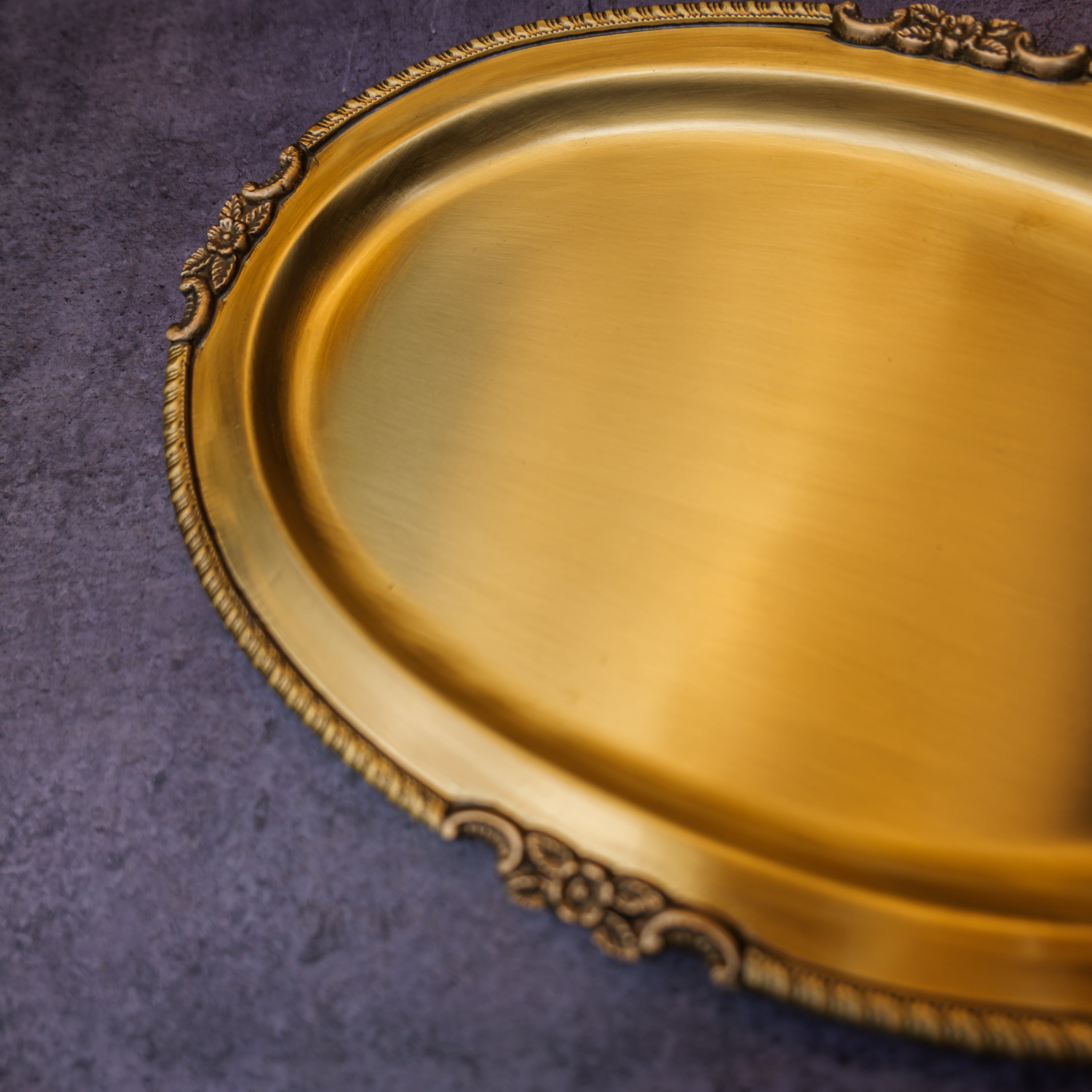 Ambi Pure Brass Serving Plate /Tray Oval - Big - 10 Inch