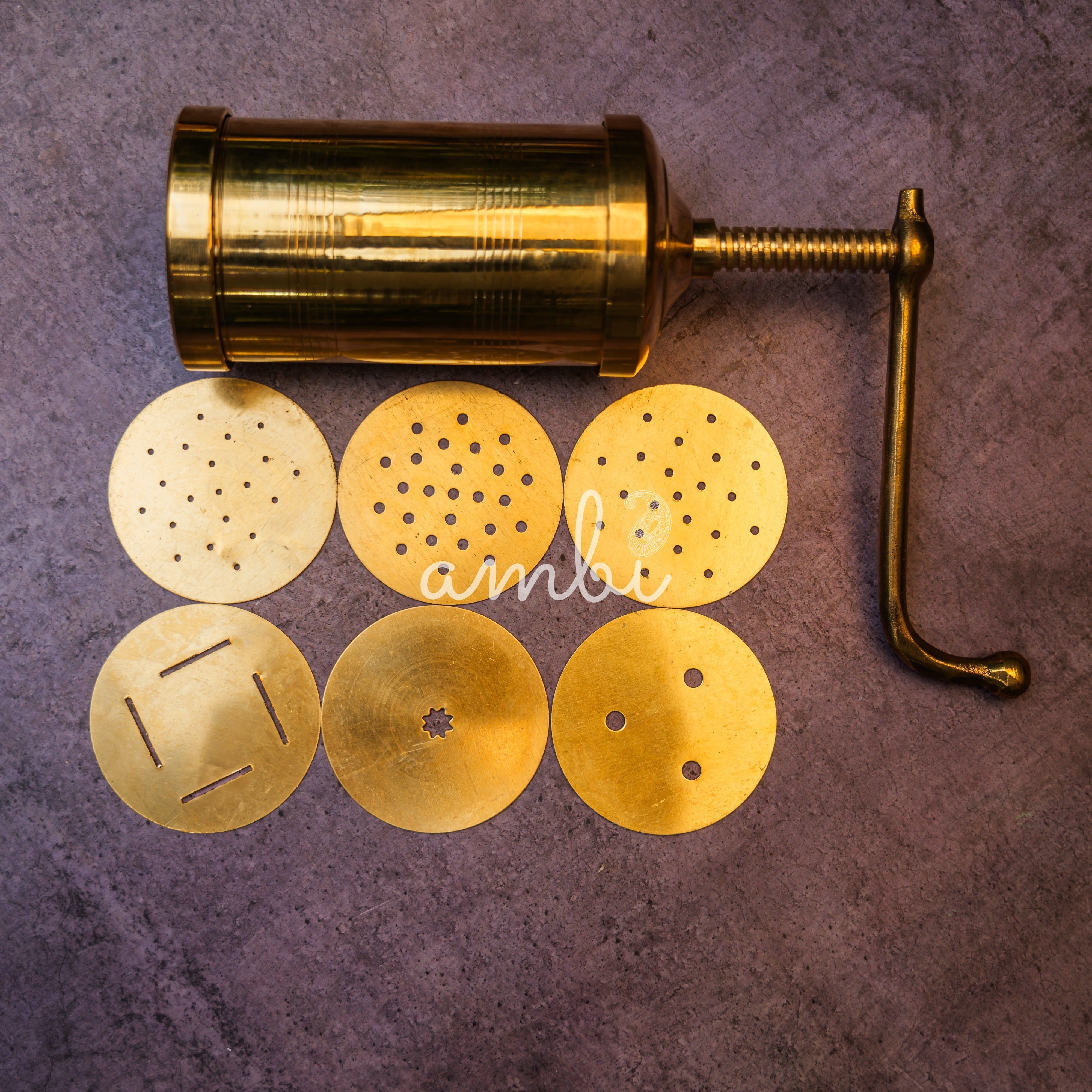 Pure Brass Chakli Maker with 6 Shape Attachments
