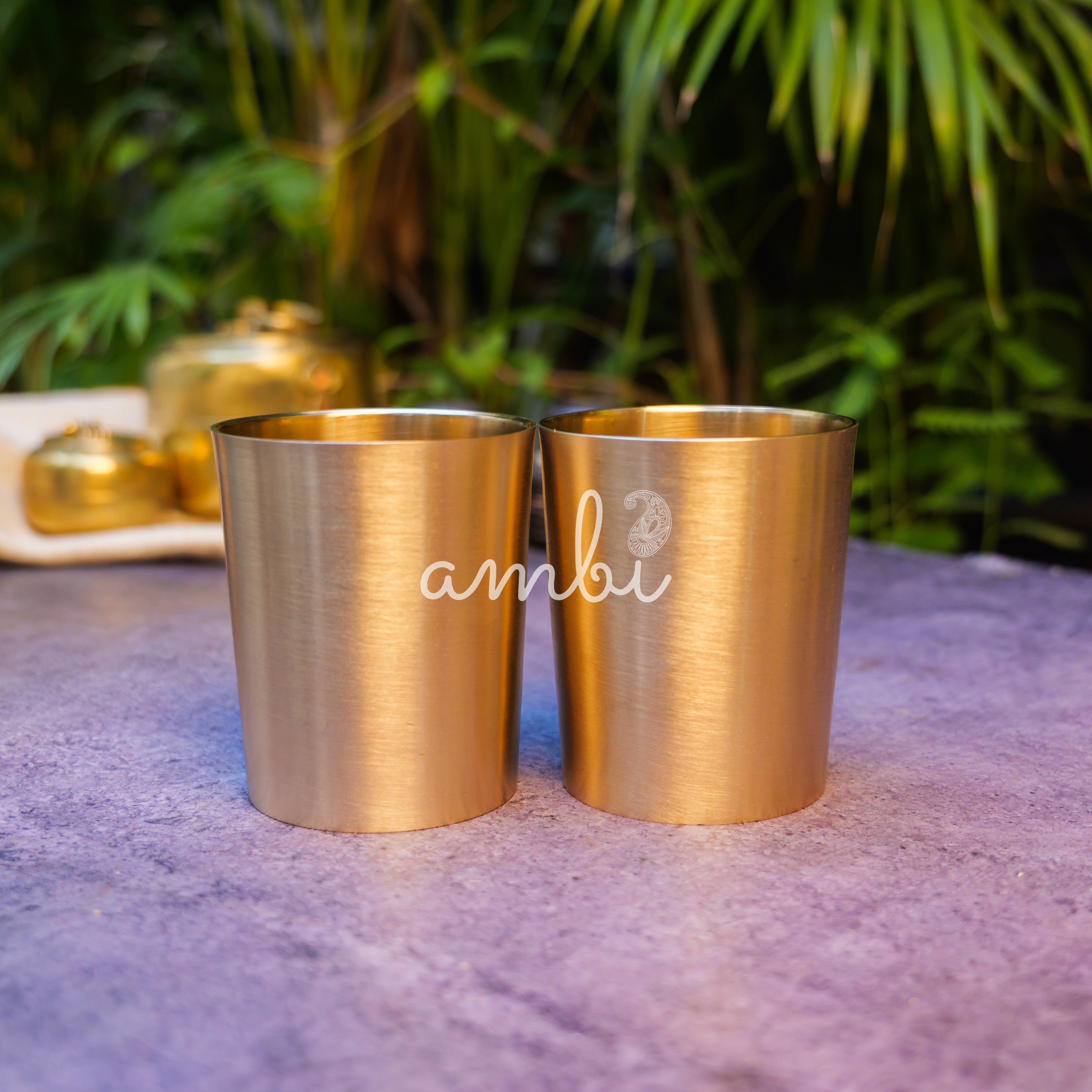 Ambi Pure 100% Lead Free Kansa Glass Straight Edge - - 290 ML