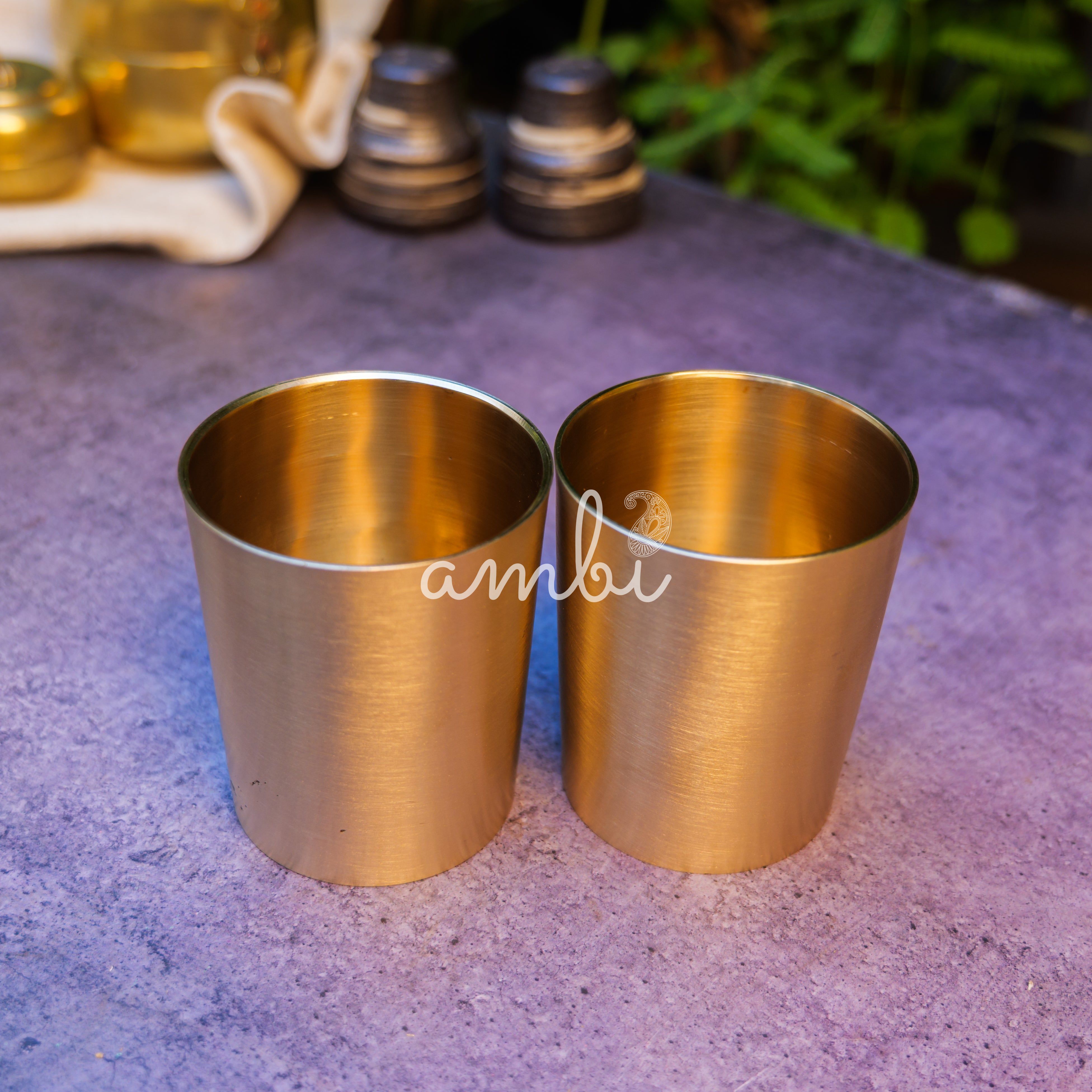 Ambi Pure 100% Lead Free Kansa Glass Straight Edge - - 290 ML