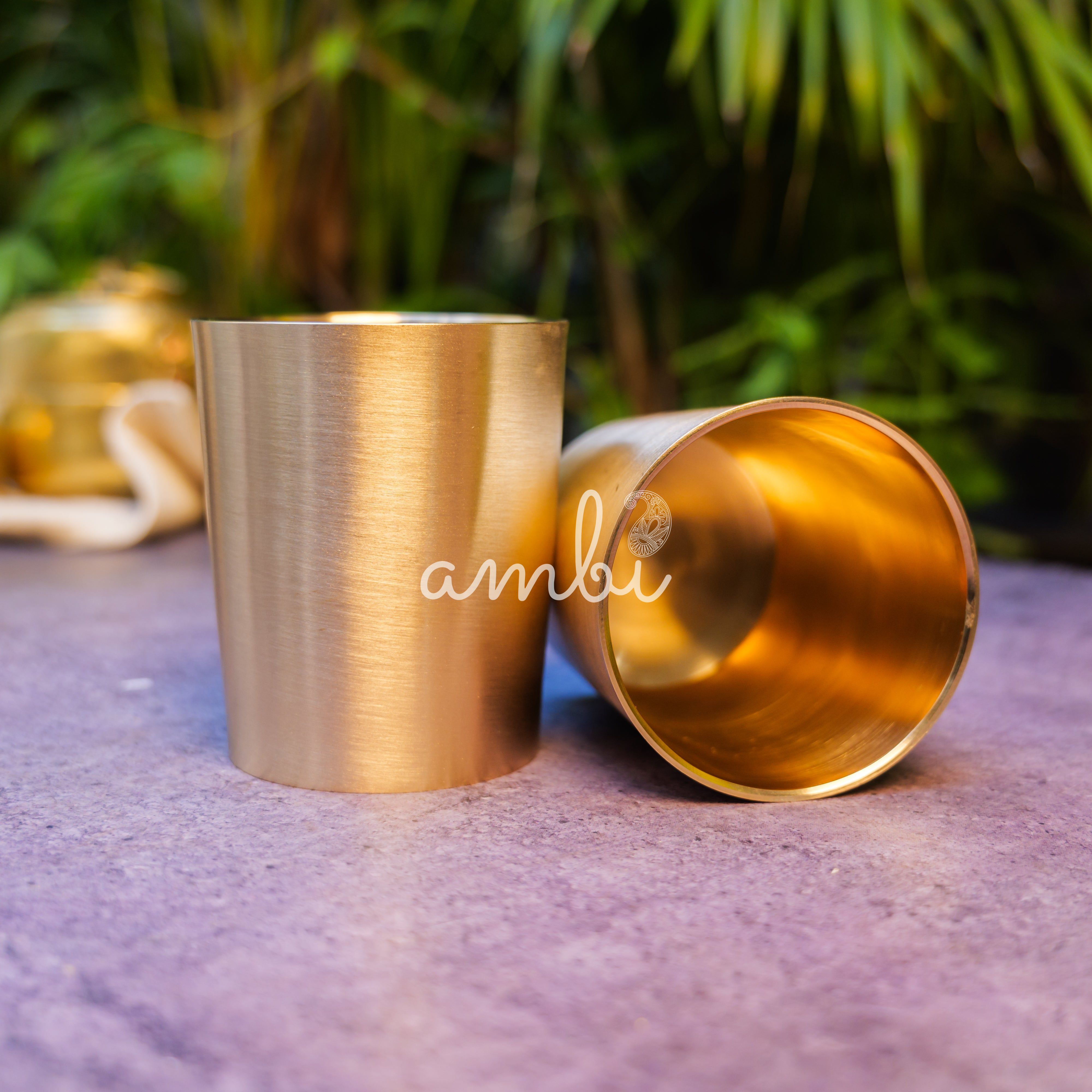 Ambi Pure 100% Lead Free Kansa Glass Straight Edge - - 290 ML