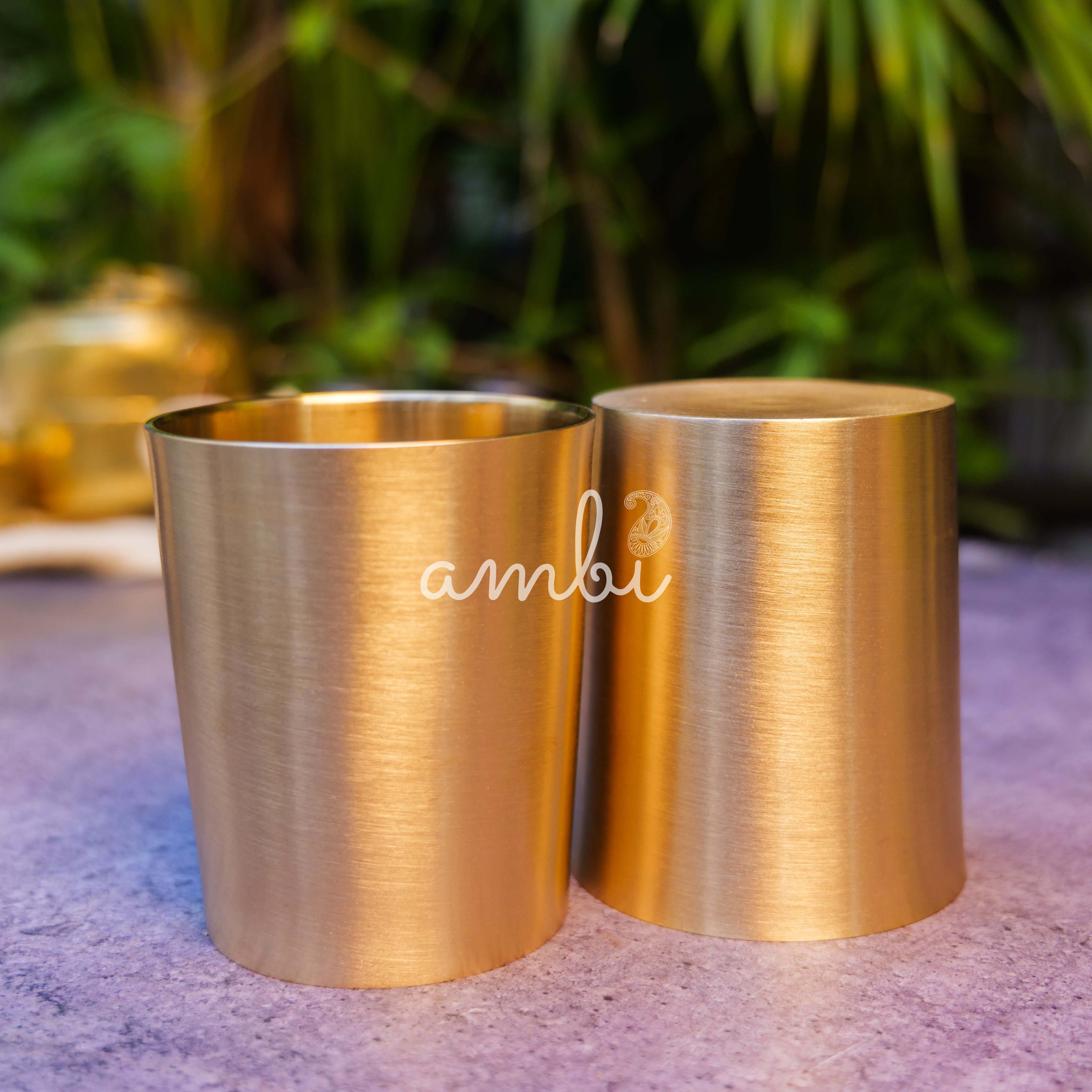 Ambi Pure 100% Lead Free Kansa Glass Straight Edge - - 290 ML