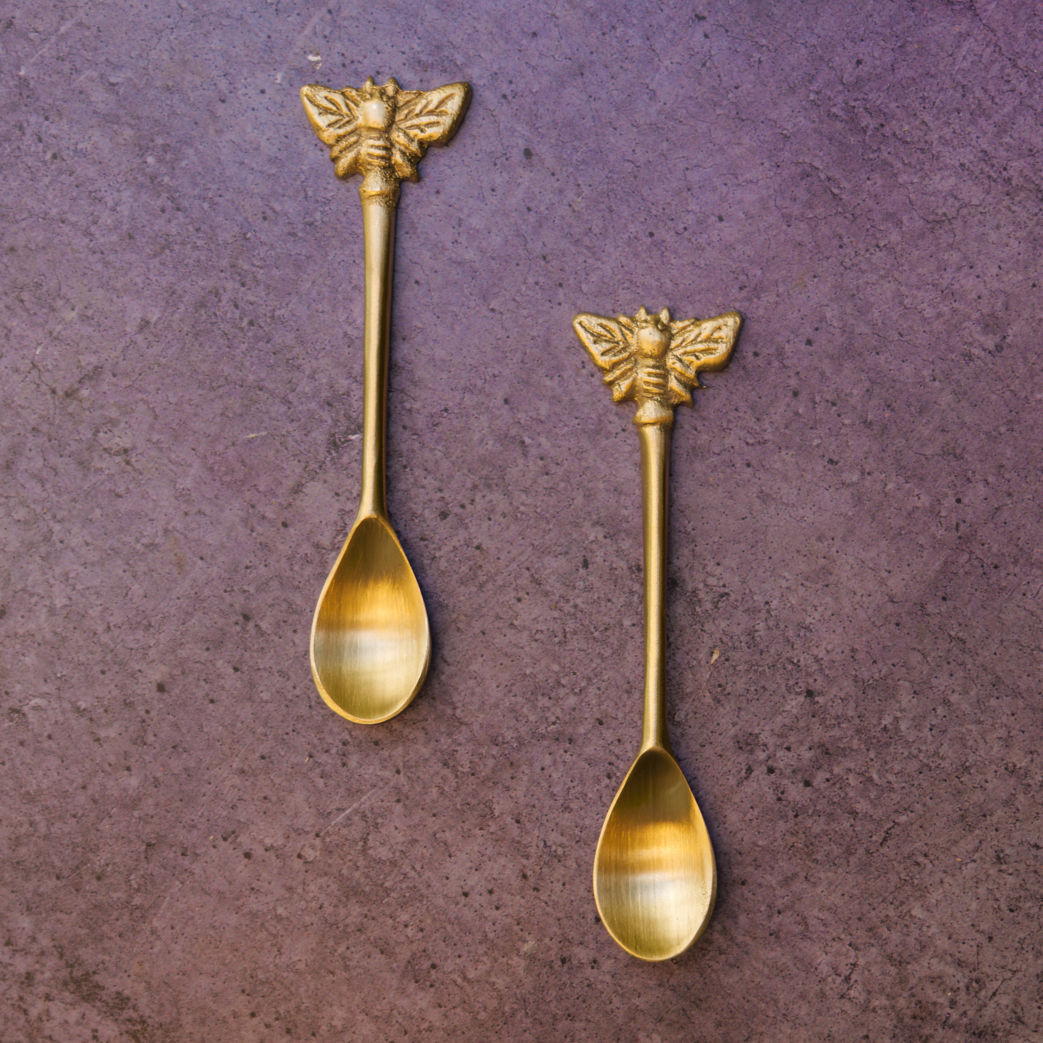 Ambi Pure Brass Butterfly Head Small Spoon - Set of 2