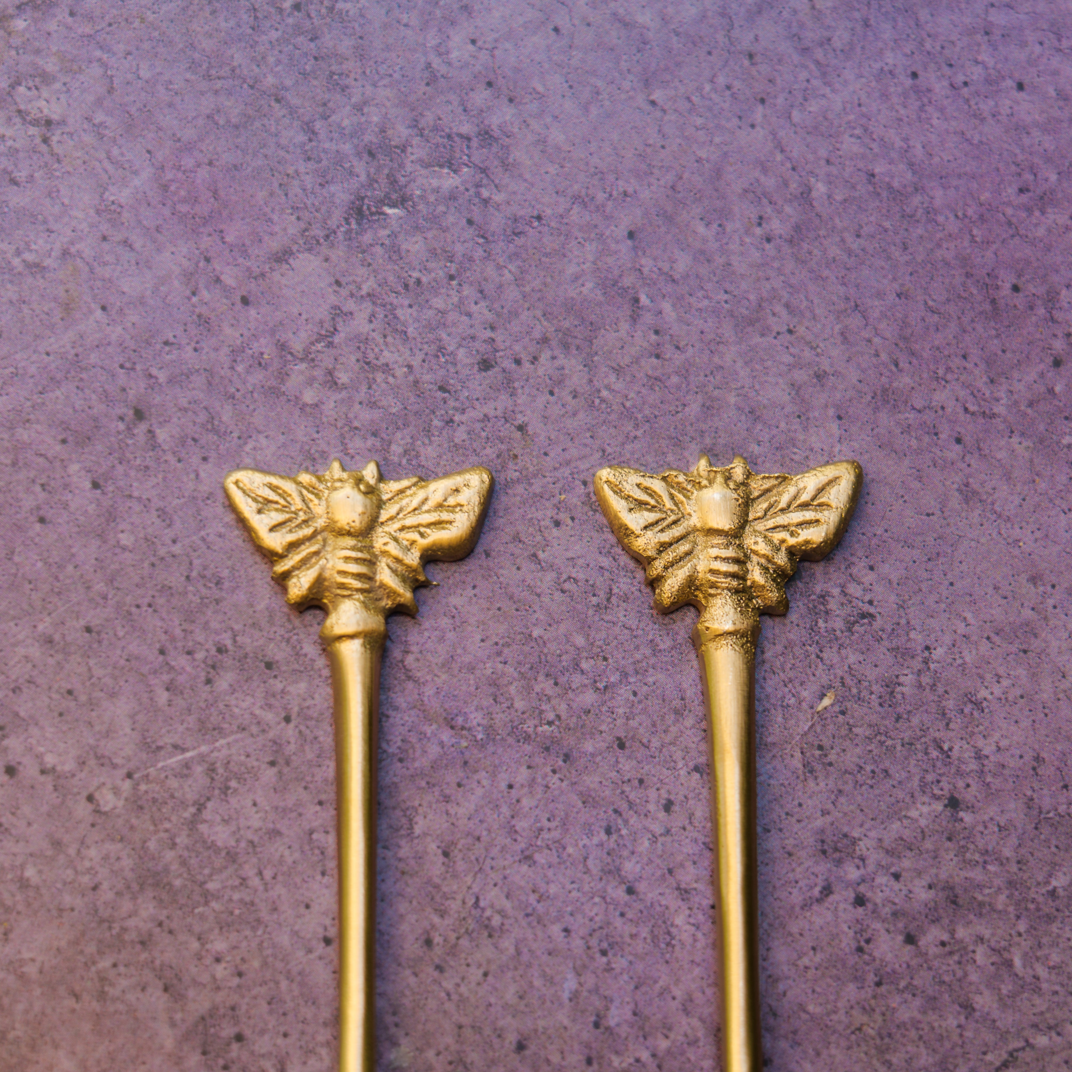 Ambi Pure Brass Butterfly Head Small Spoon - Set of 2