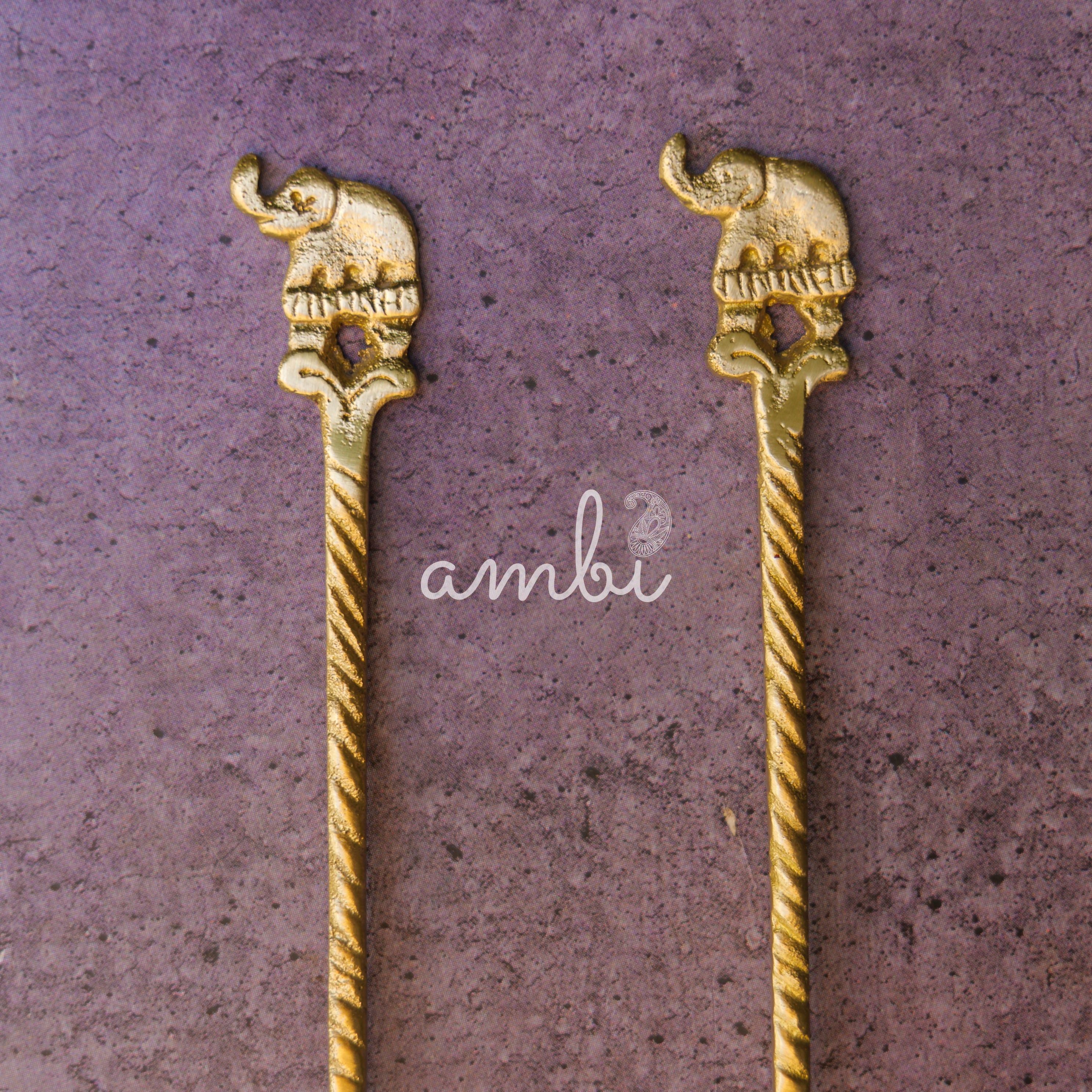 Ambi Pure Brass Elephant Head Small Spoon - Set of 2