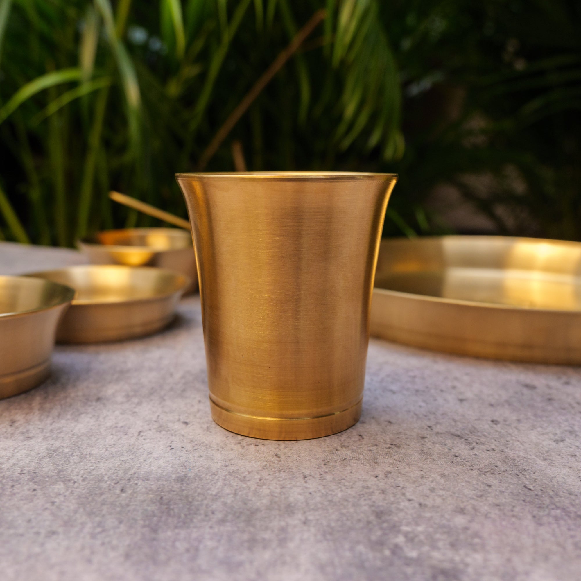 Ambi Pure Brass Fluid Grace' Ethnic Thali Set of 7 - Heavy Make