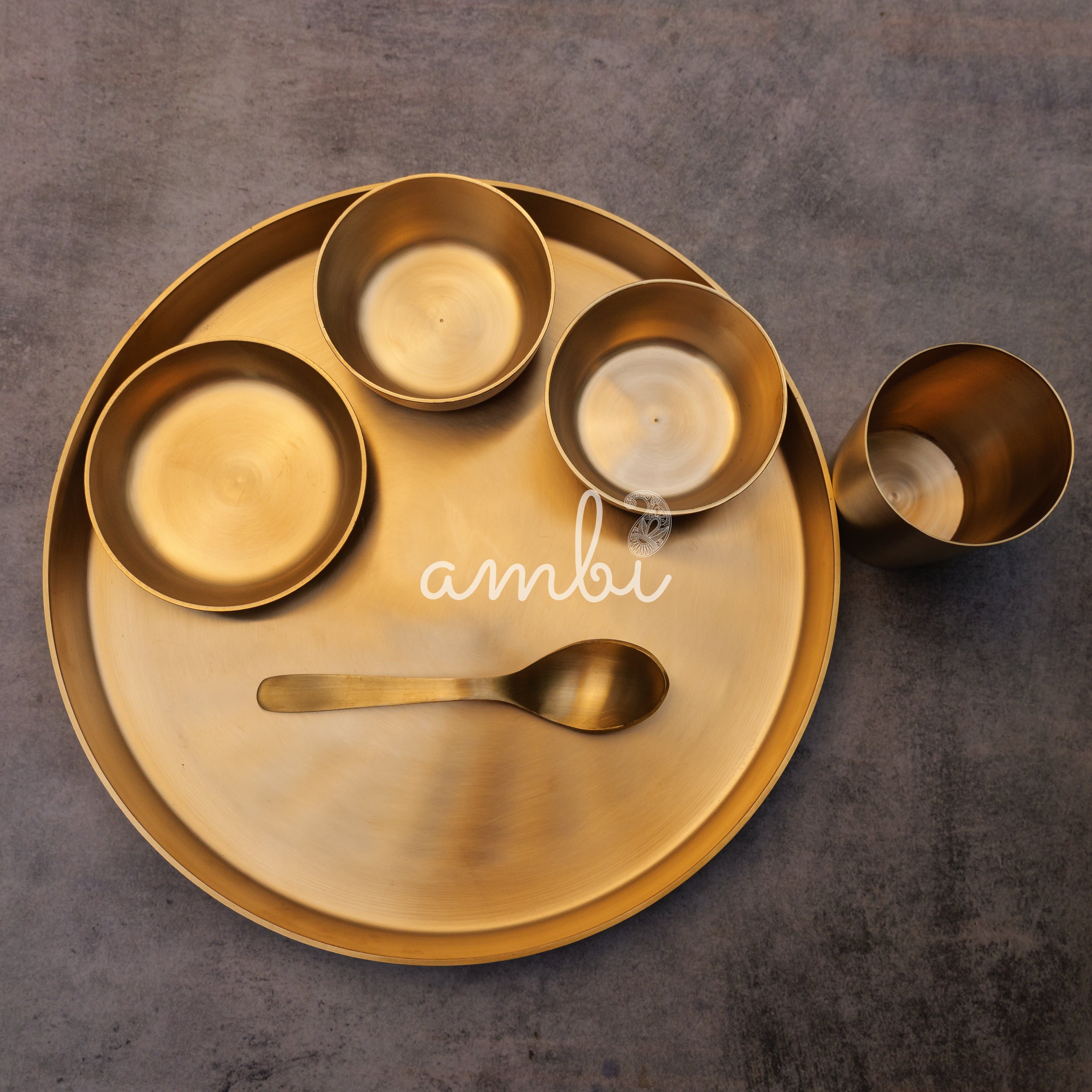 Ambi Pure 100% Lead Free Kansa Thali Set of 6 Original Design 1.7 kg