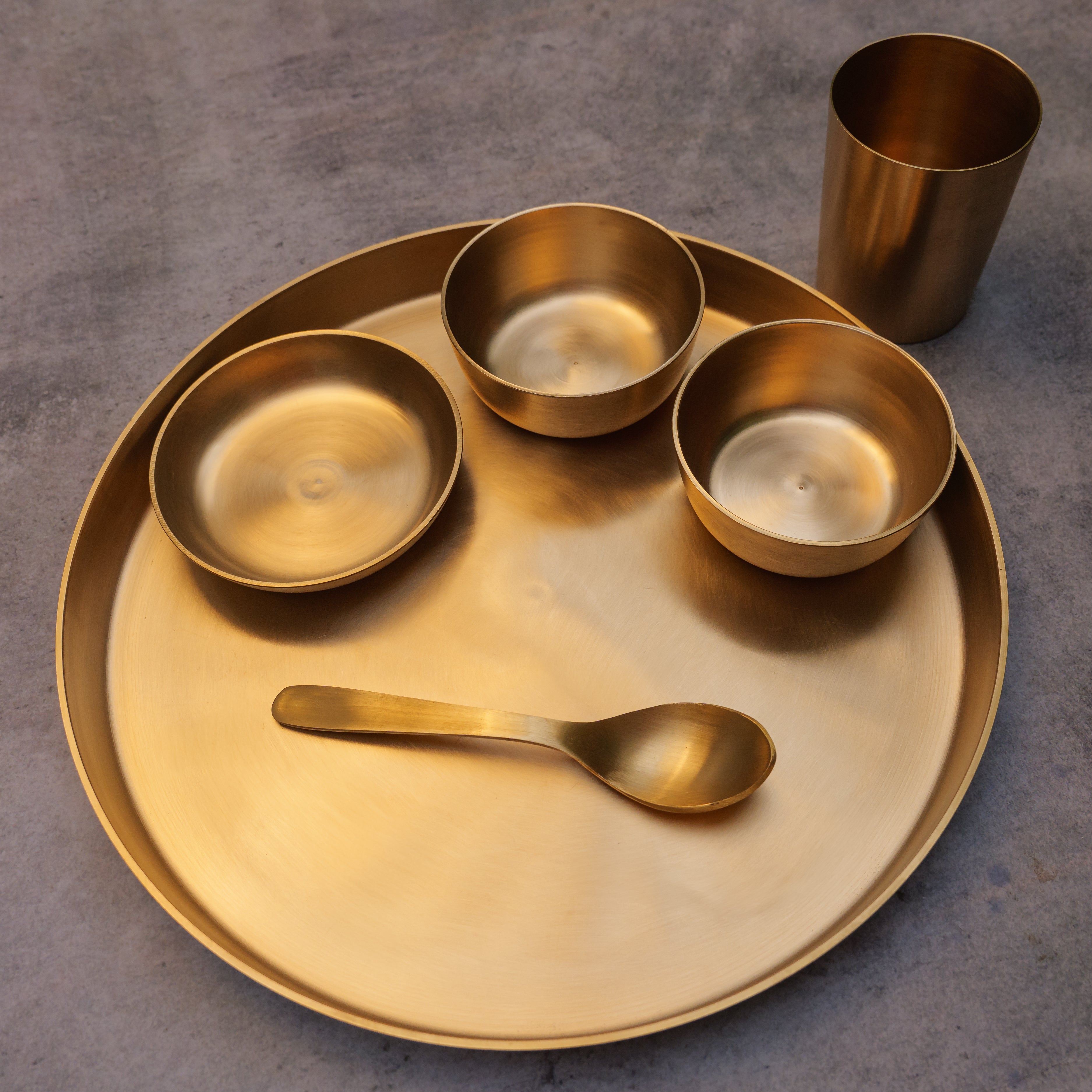Ambi Pure 100% Lead Free Kansa Thali Set of 6 Original Design 1.7 kg