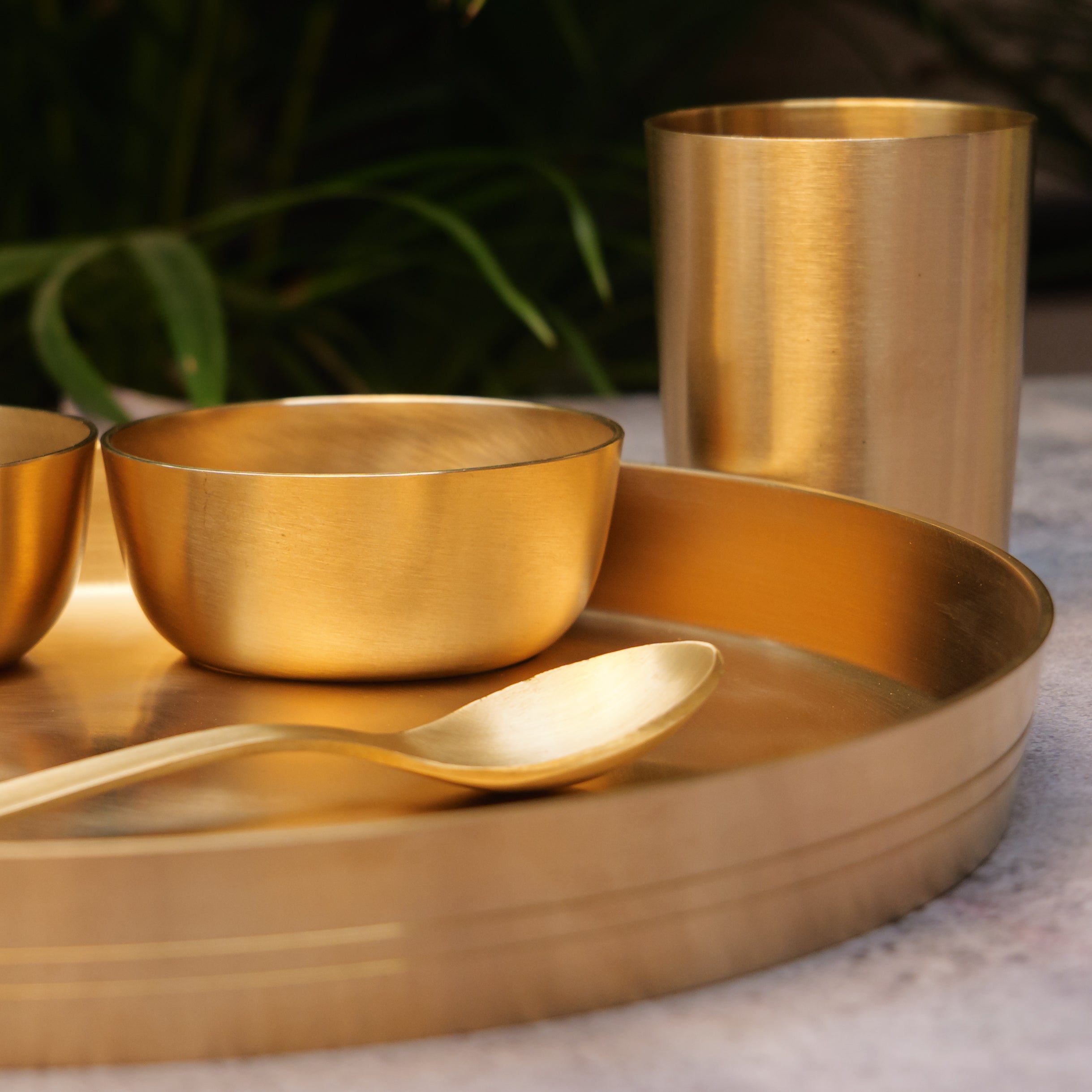 Ambi Pure 100% Lead Free Kansa Thali Set of 6 Original Design 1.7 kg