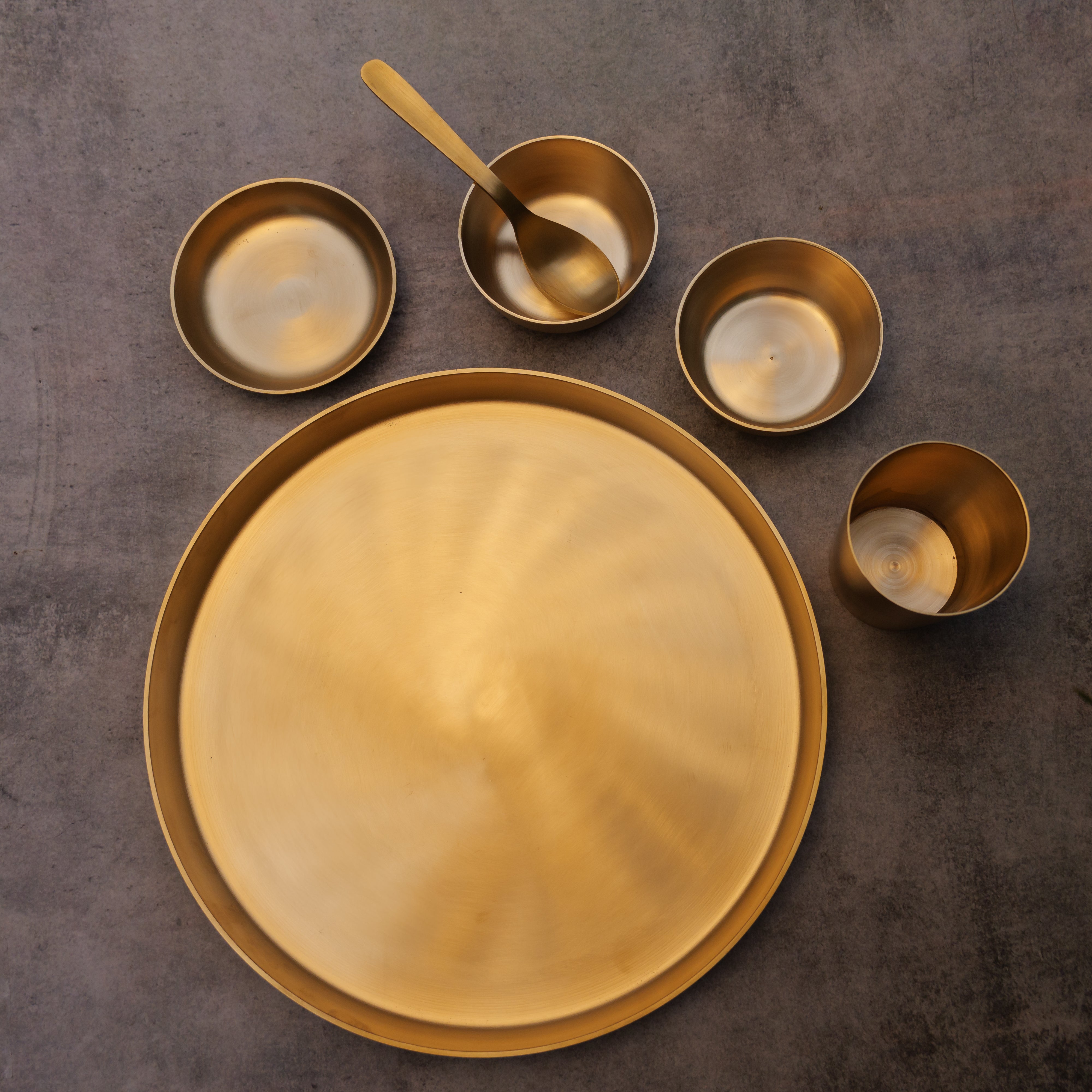 Ambi Pure 100% Lead Free Kansa Thali Set of 6 Original Design 1.7 kg