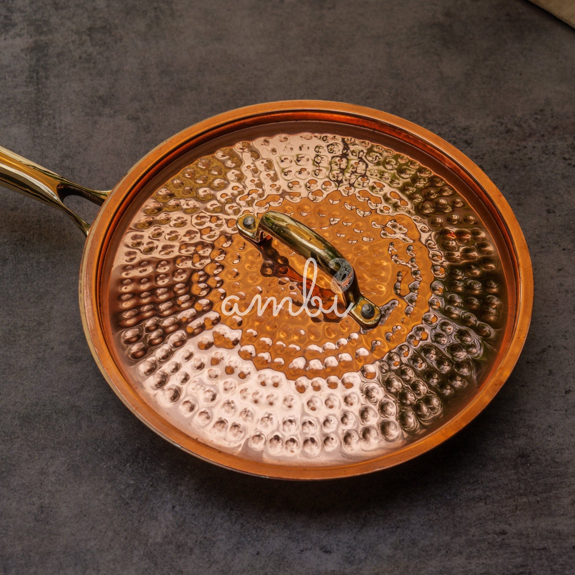Ambi Pure Brass Copper Coated Hammered Fry Pan