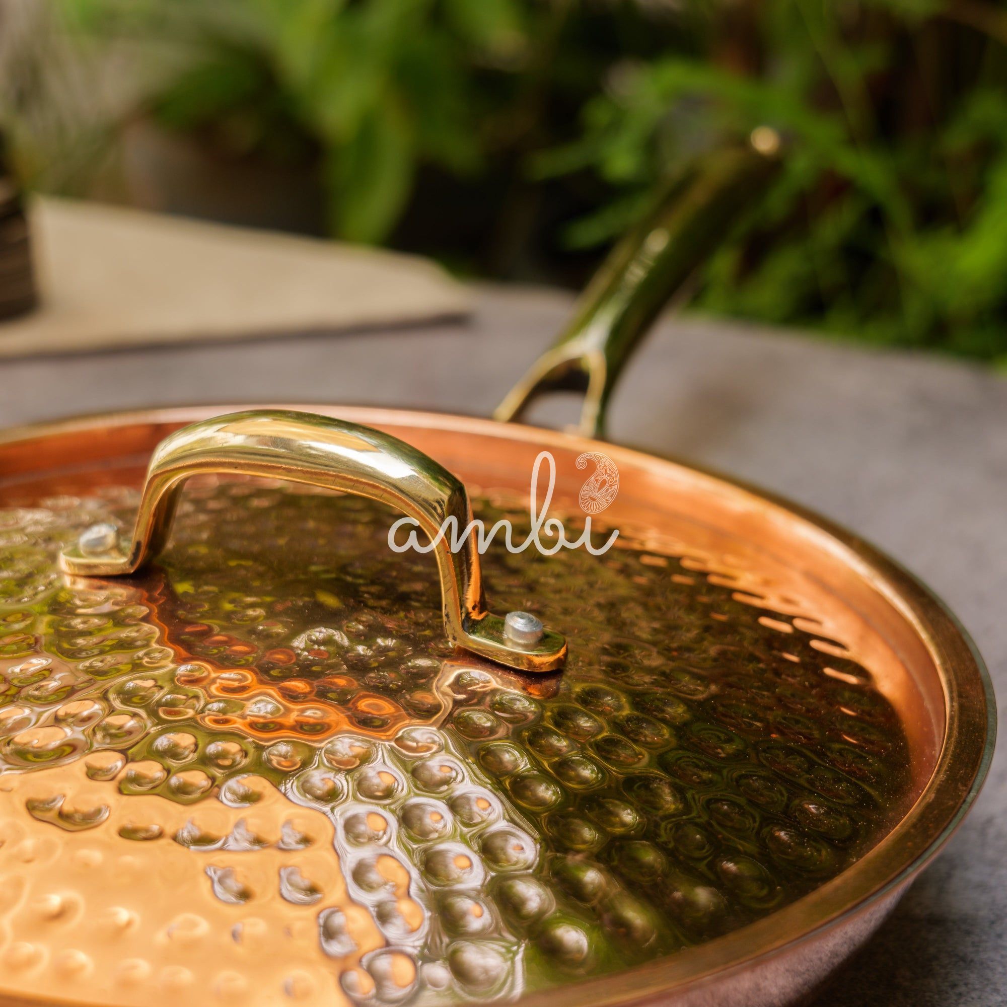 Ambi Pure Brass Copper Coated Hammered Fry Pan