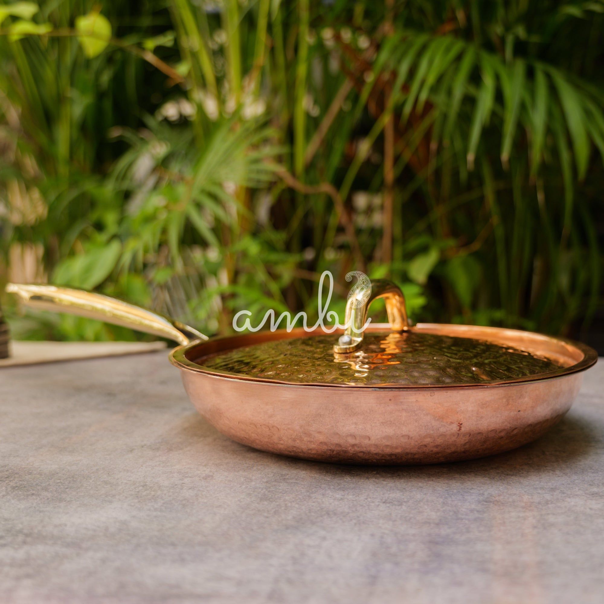 Ambi Pure Brass Copper Coated Hammered Fry Pan