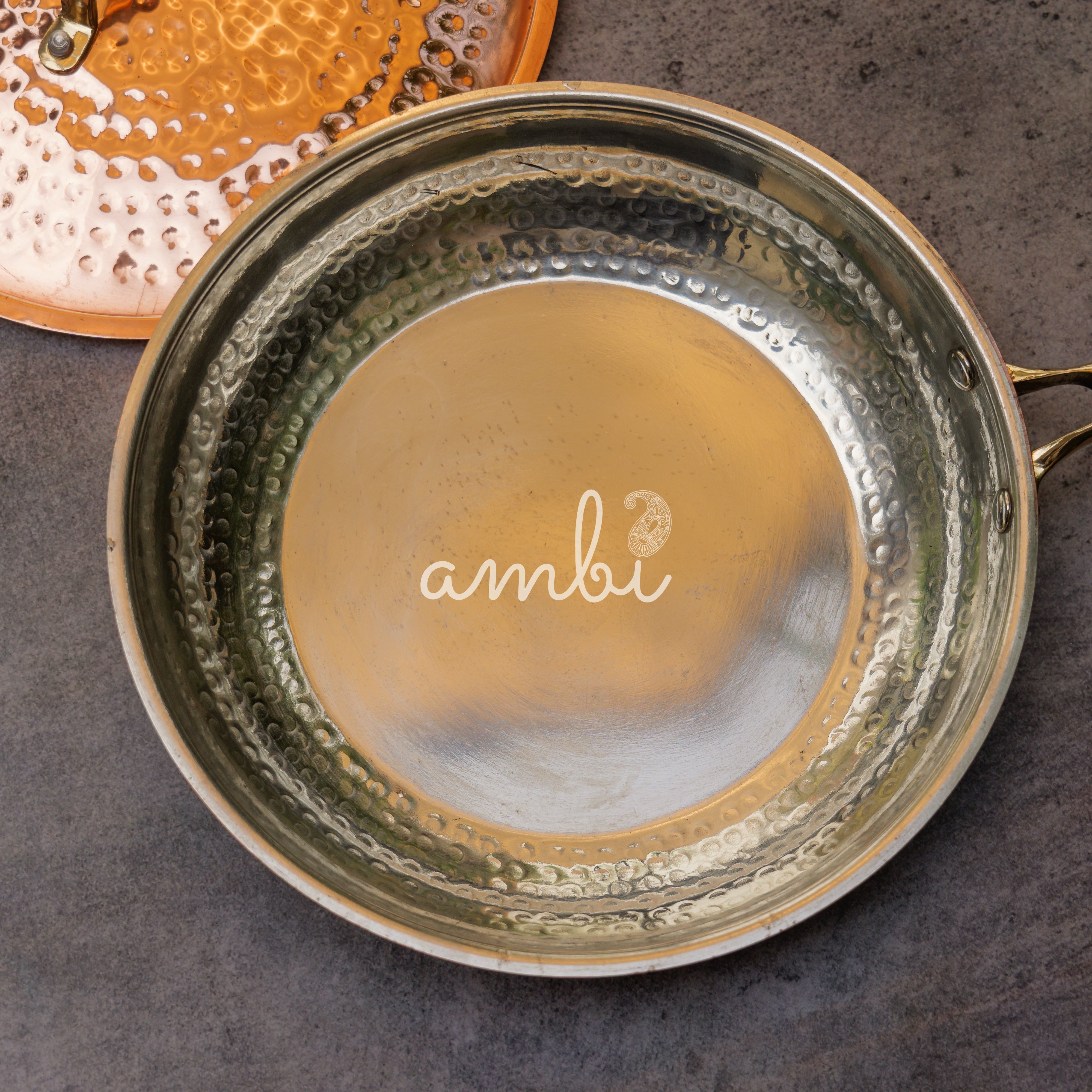 Ambi Pure Brass Copper Coated Hammered Fry Pan