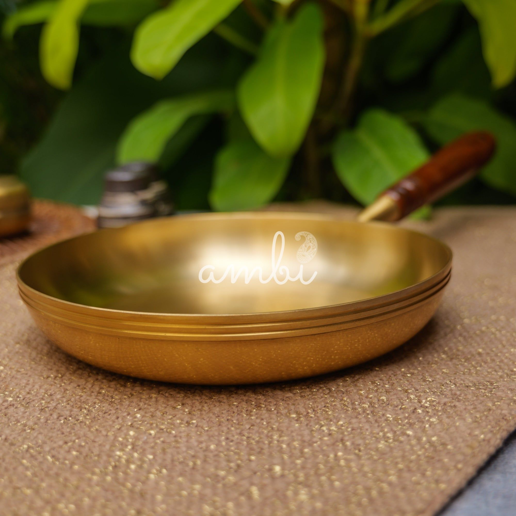 Ambi Exquisite Brass Fry Pan with Wooden handle - 8 Inches Diameter