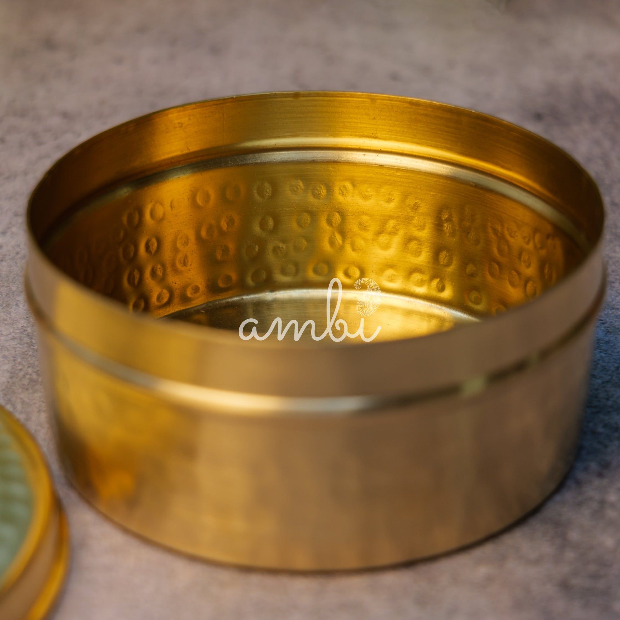 100% Brass Hammered Storage Boxes / Laddu Boxes - 5 inches diameter - 750 ML