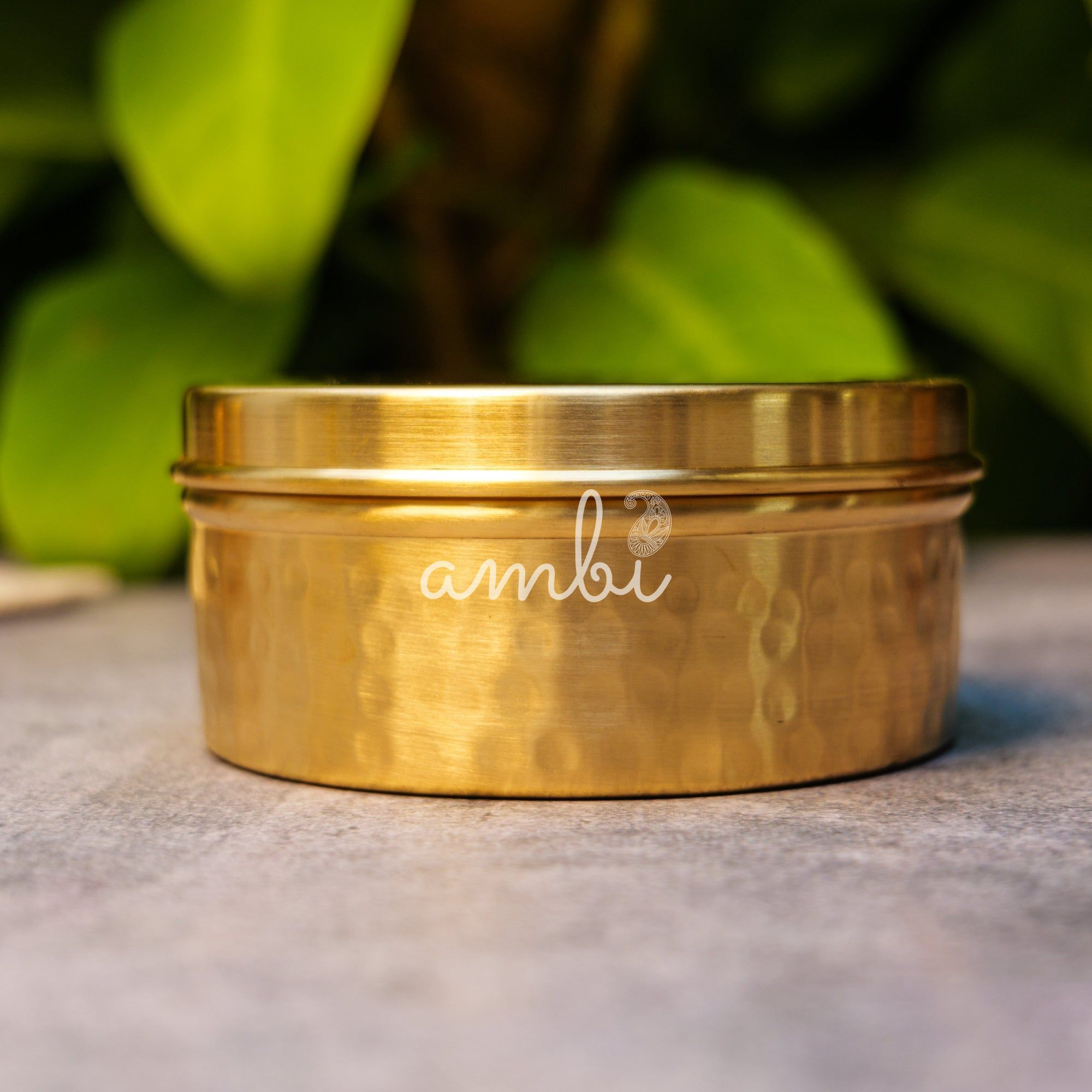 100% Brass Hammered Storage Boxes / Laddu Boxes - 5 inches diameter - 750 ML