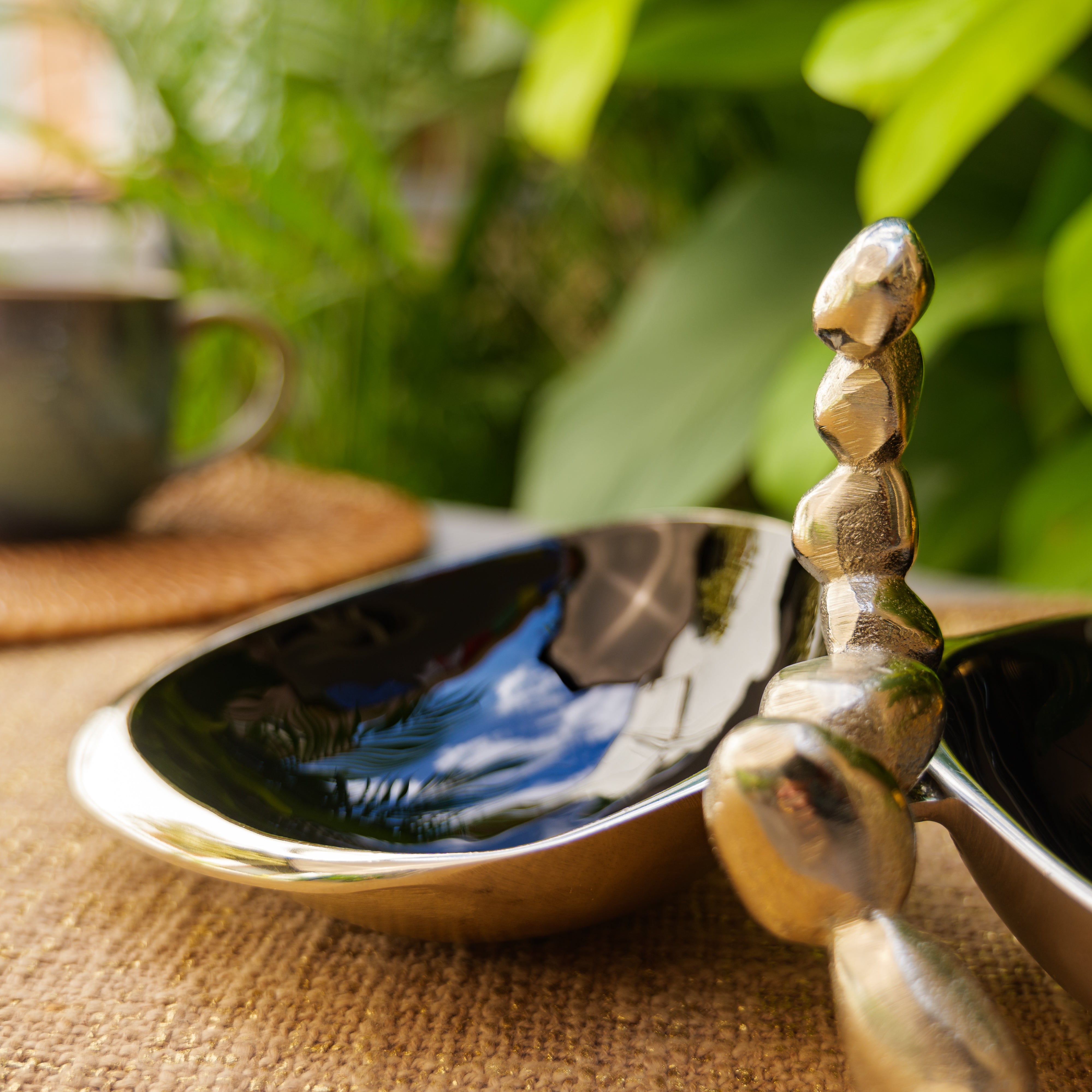 Pure Brass Silver Edge Nuts Bowl - 2 Bowls in a Single Piece