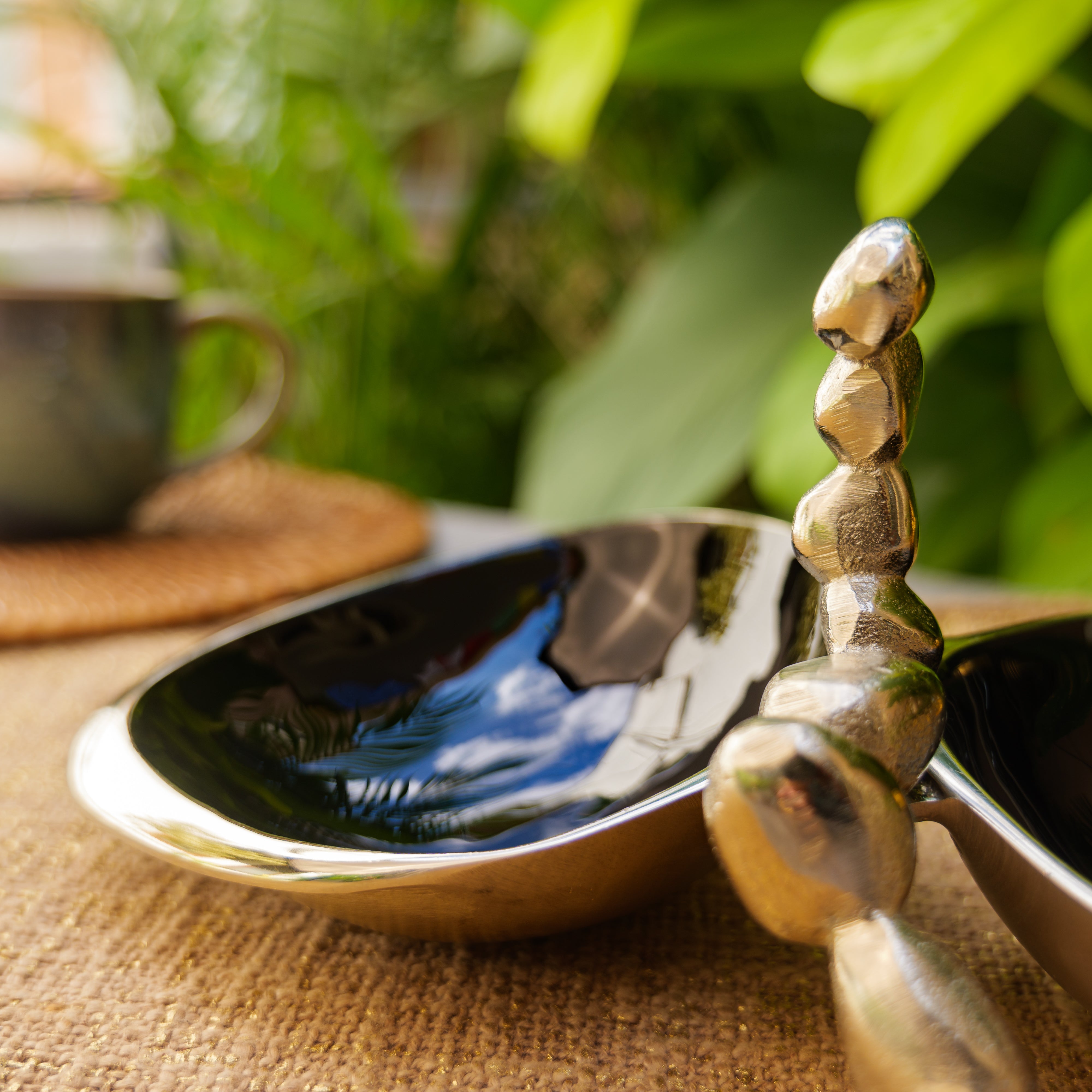 Pure Brass Silver Edge Nuts Bowl - 2 Bowls in a Single Piece