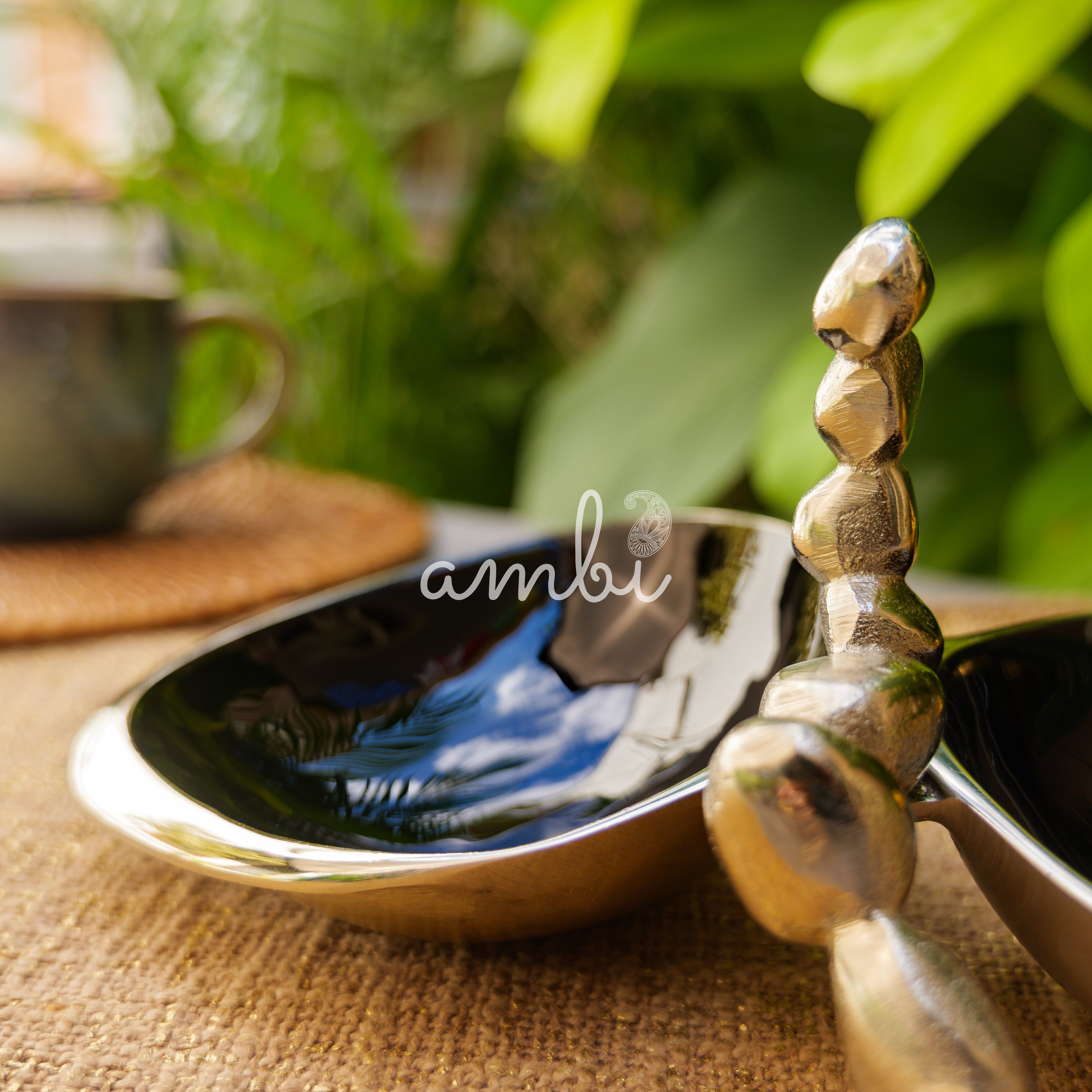 Pure Brass Silver Edge Nuts Bowl - 2 Bowls in a Single Piece